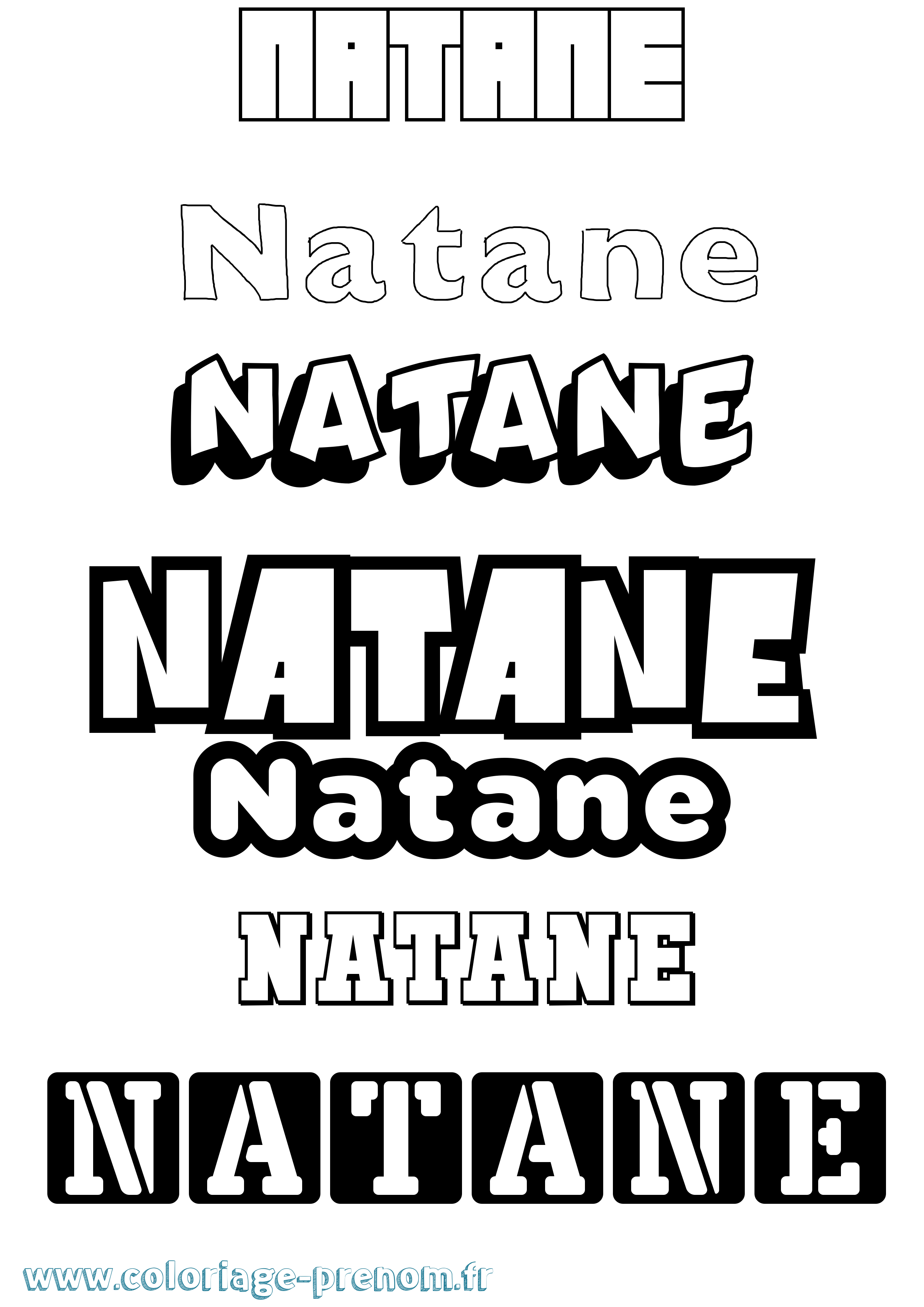 Coloriage prénom Natane Simple