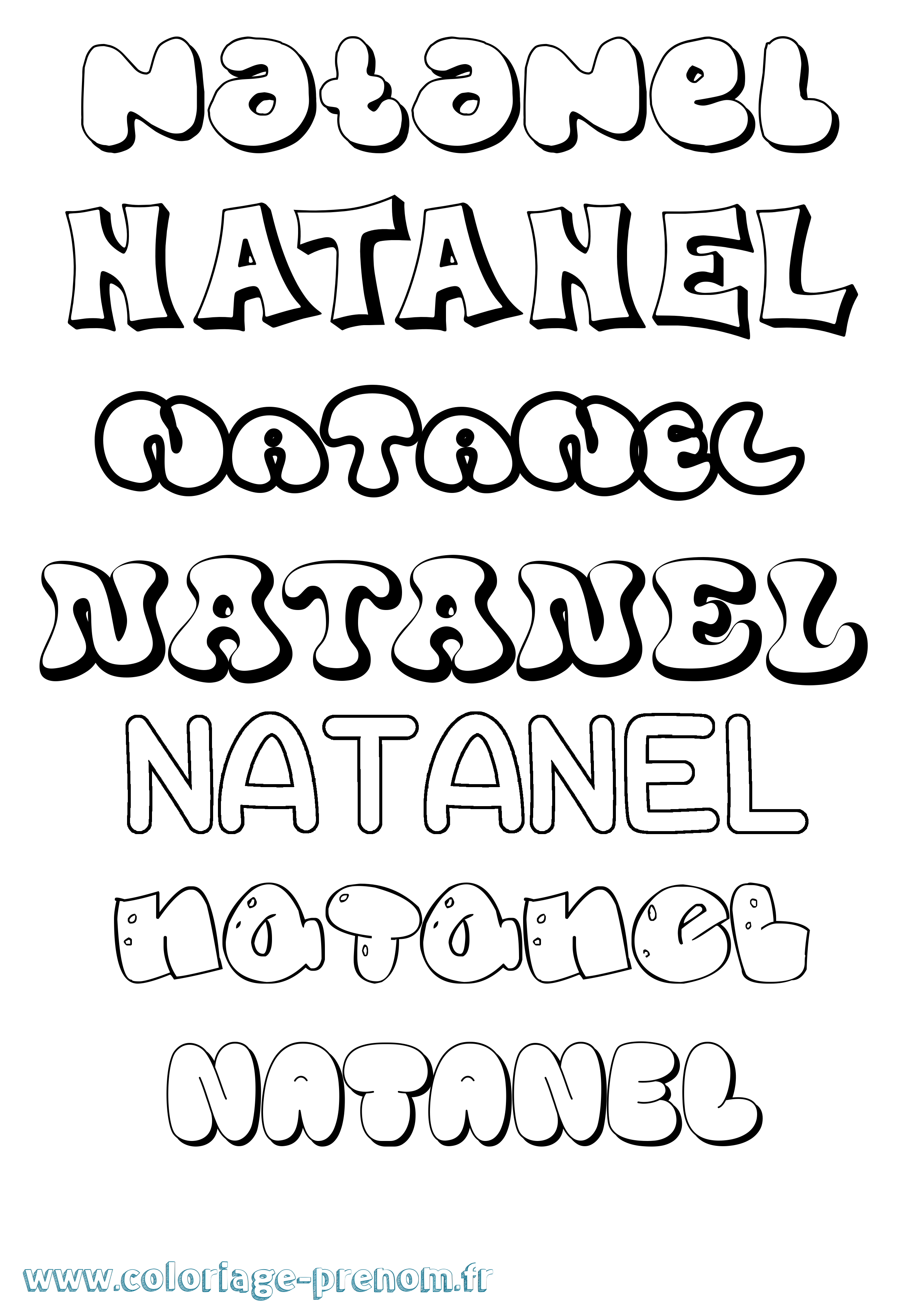Coloriage Natanel Bubble Coloriage prénom Natanel Bubble