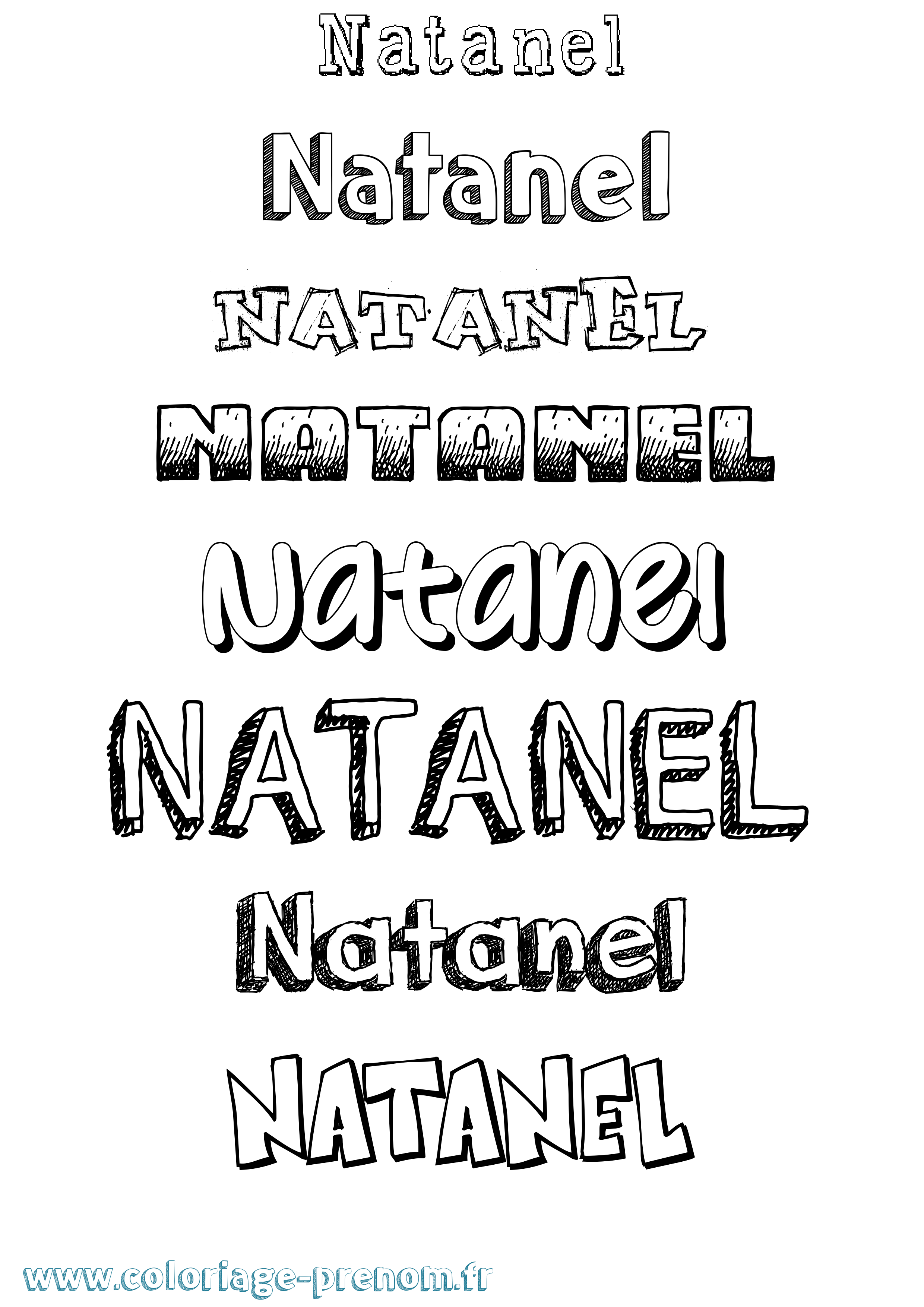 Coloriage prénom Natanel Dessiné