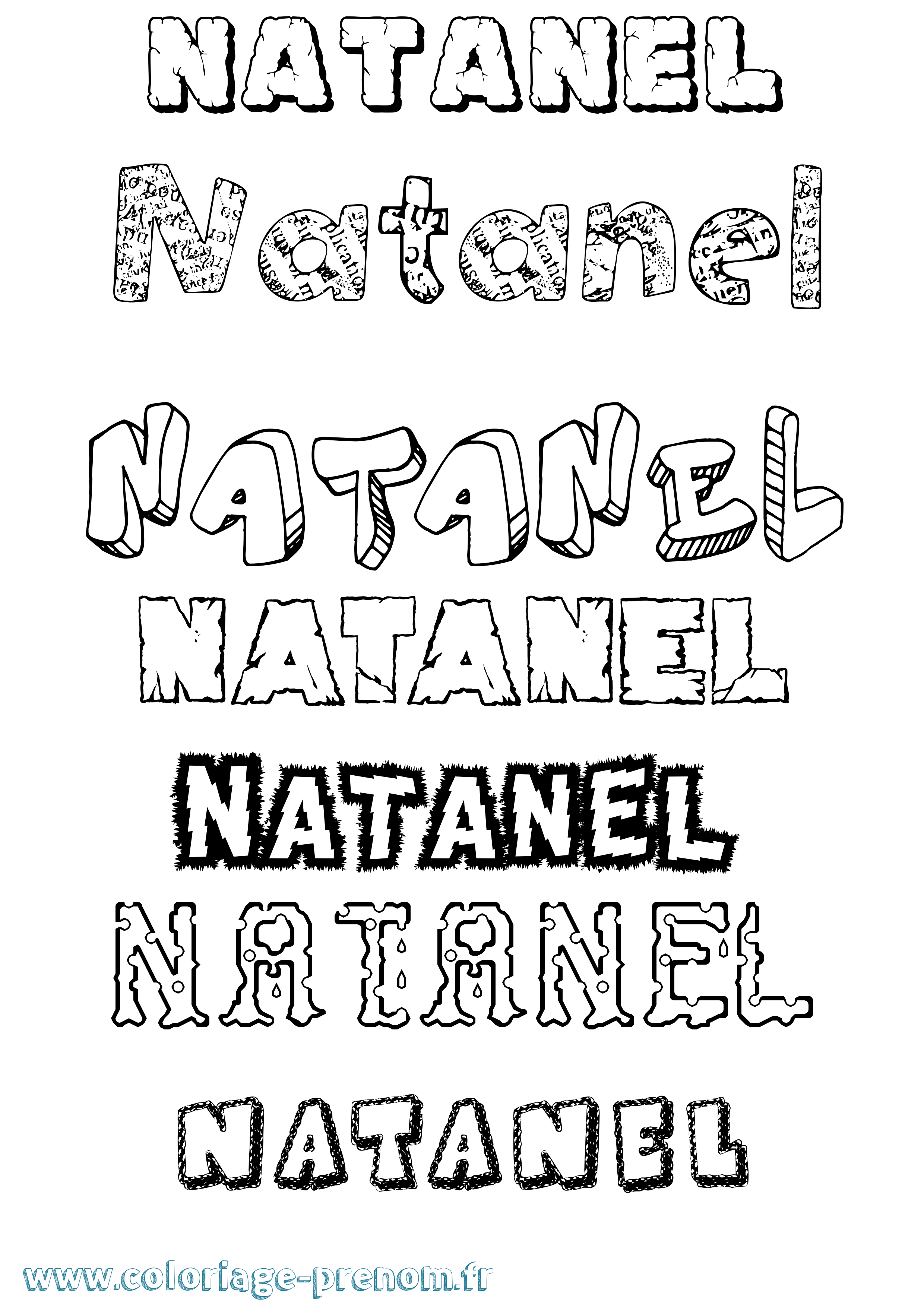 Coloriage prénom Natanel Destructuré