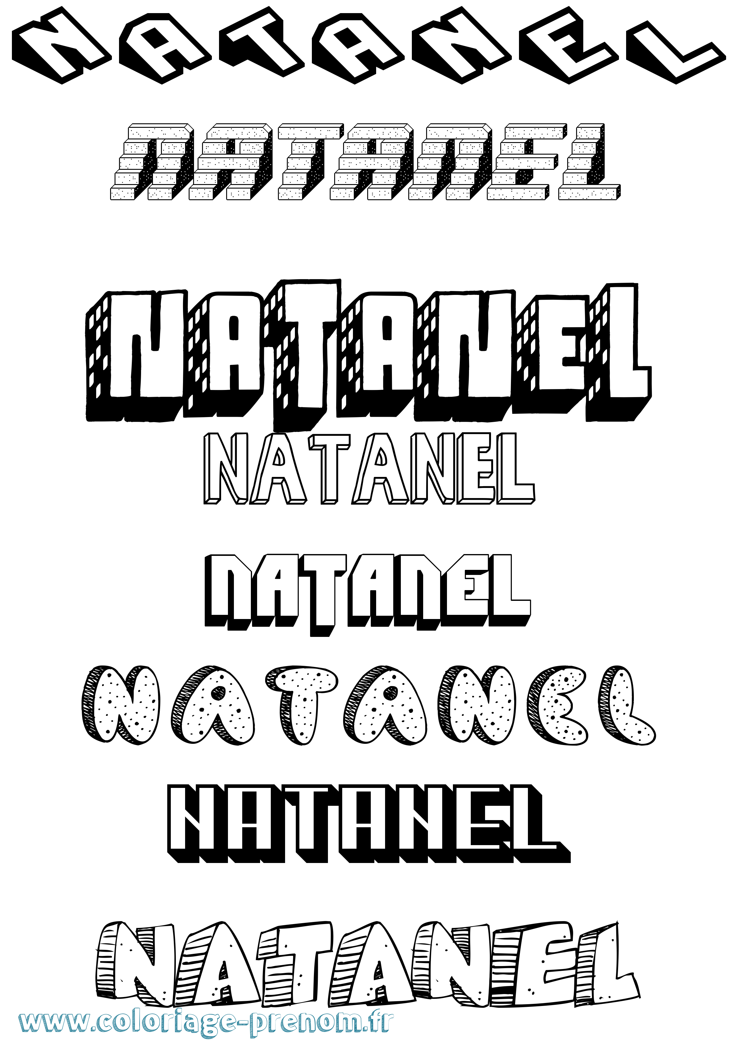 Coloriage Natanel Effet 3D Coloriage prénom Natanel Effet 3D