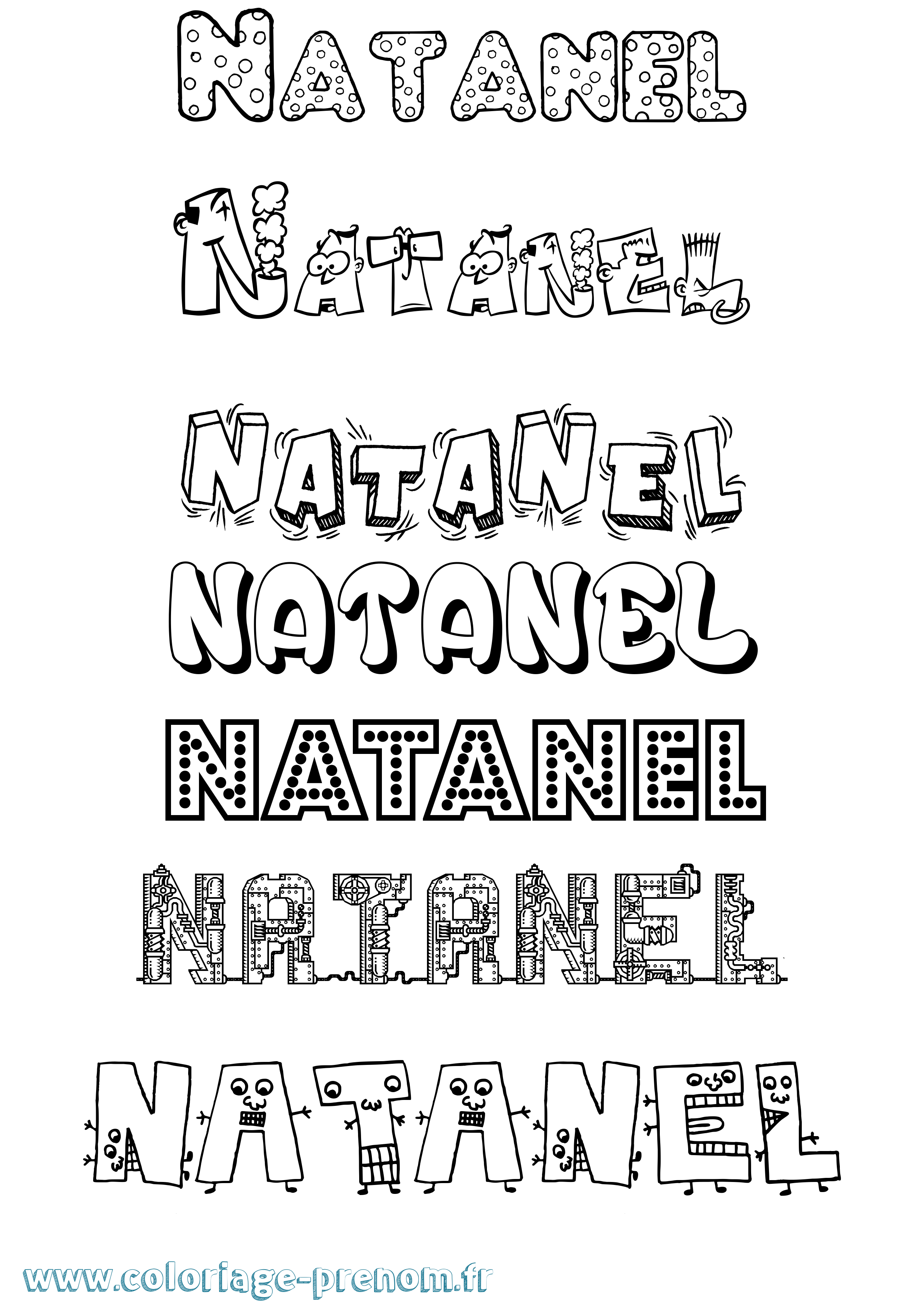 Coloriage prénom Natanel Fun