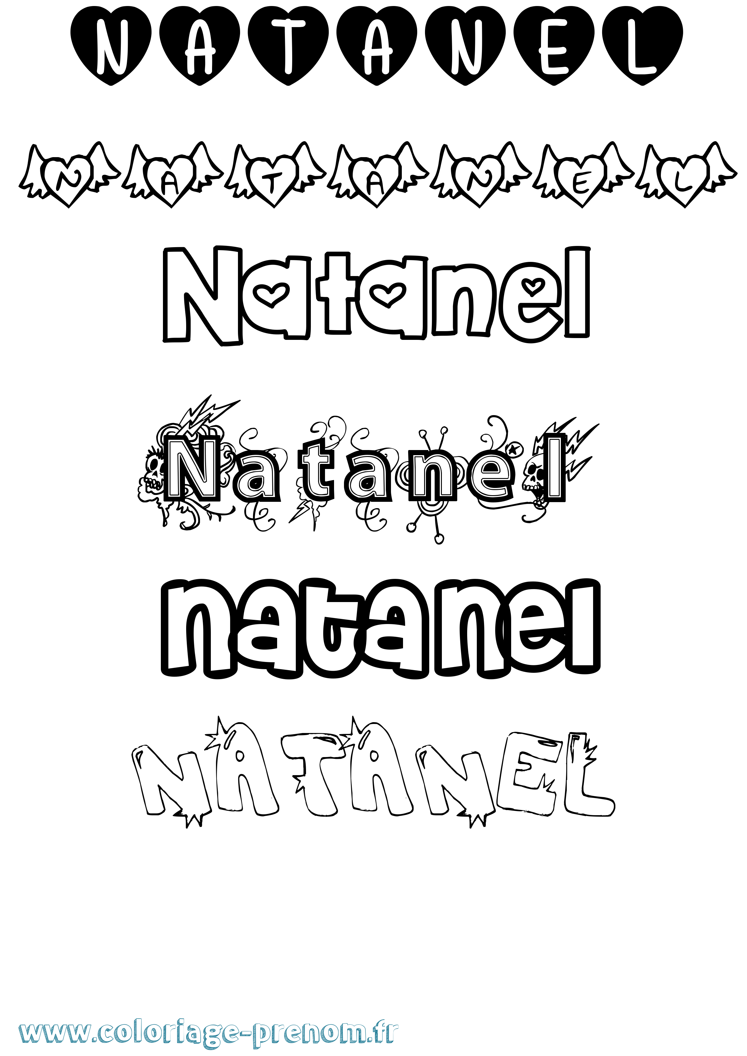 Coloriage Natanel Girly Coloriage prénom Natanel Girly