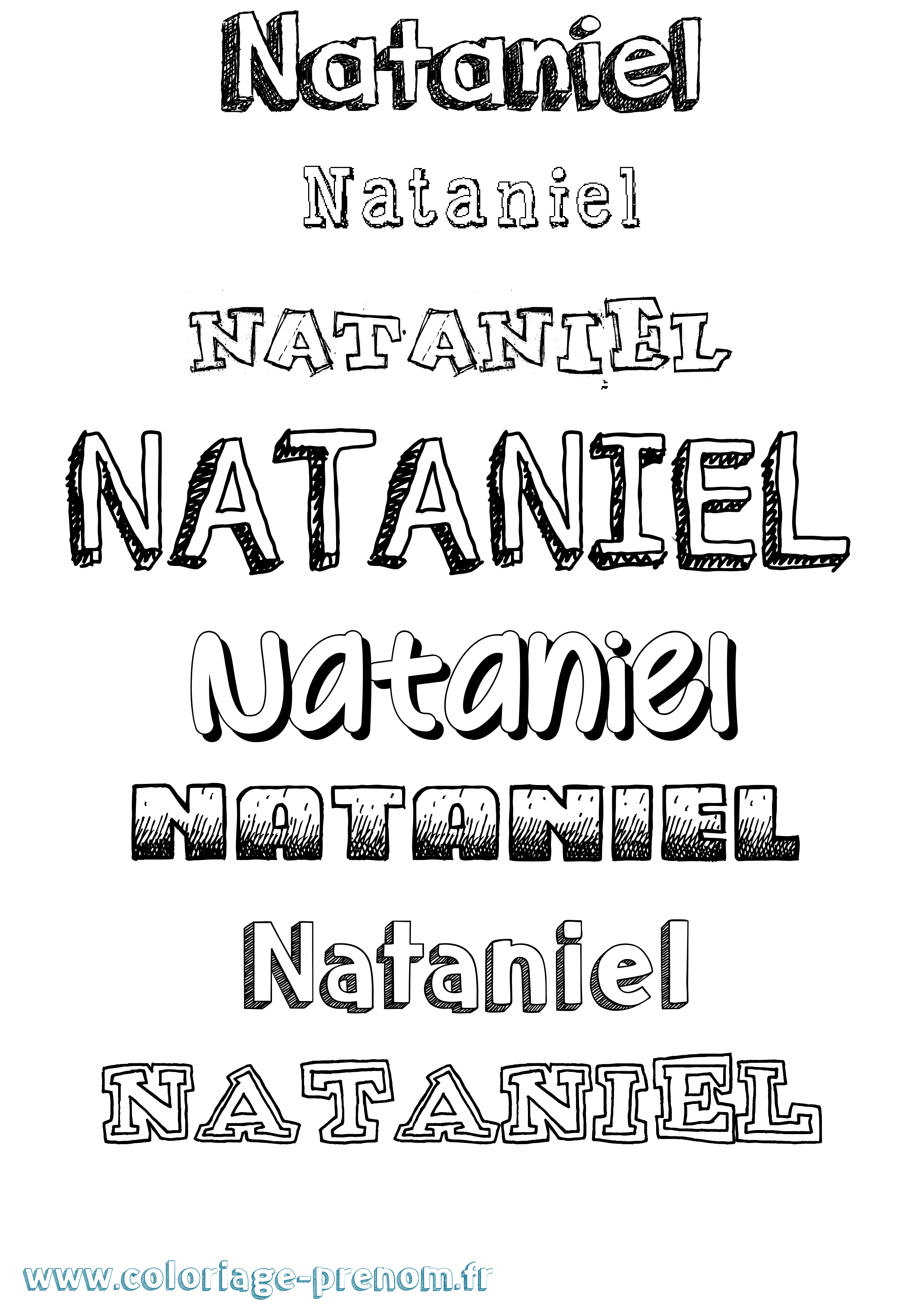 Coloriage prénom Nataniel Dessiné