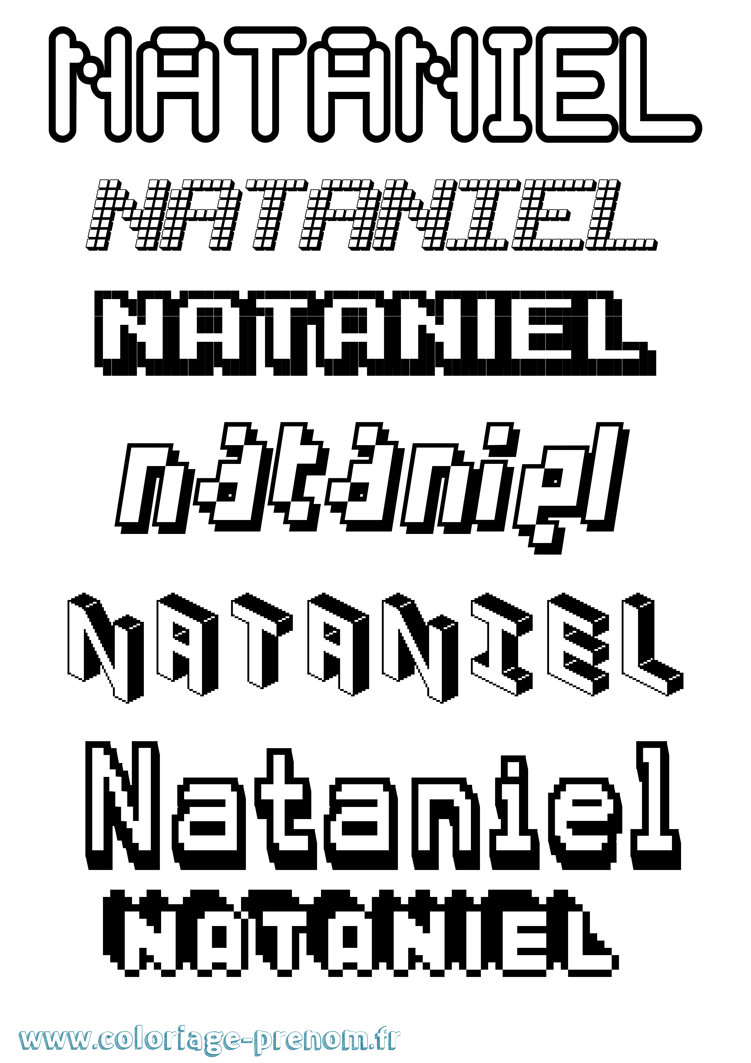 Coloriage prénom Nataniel Pixel