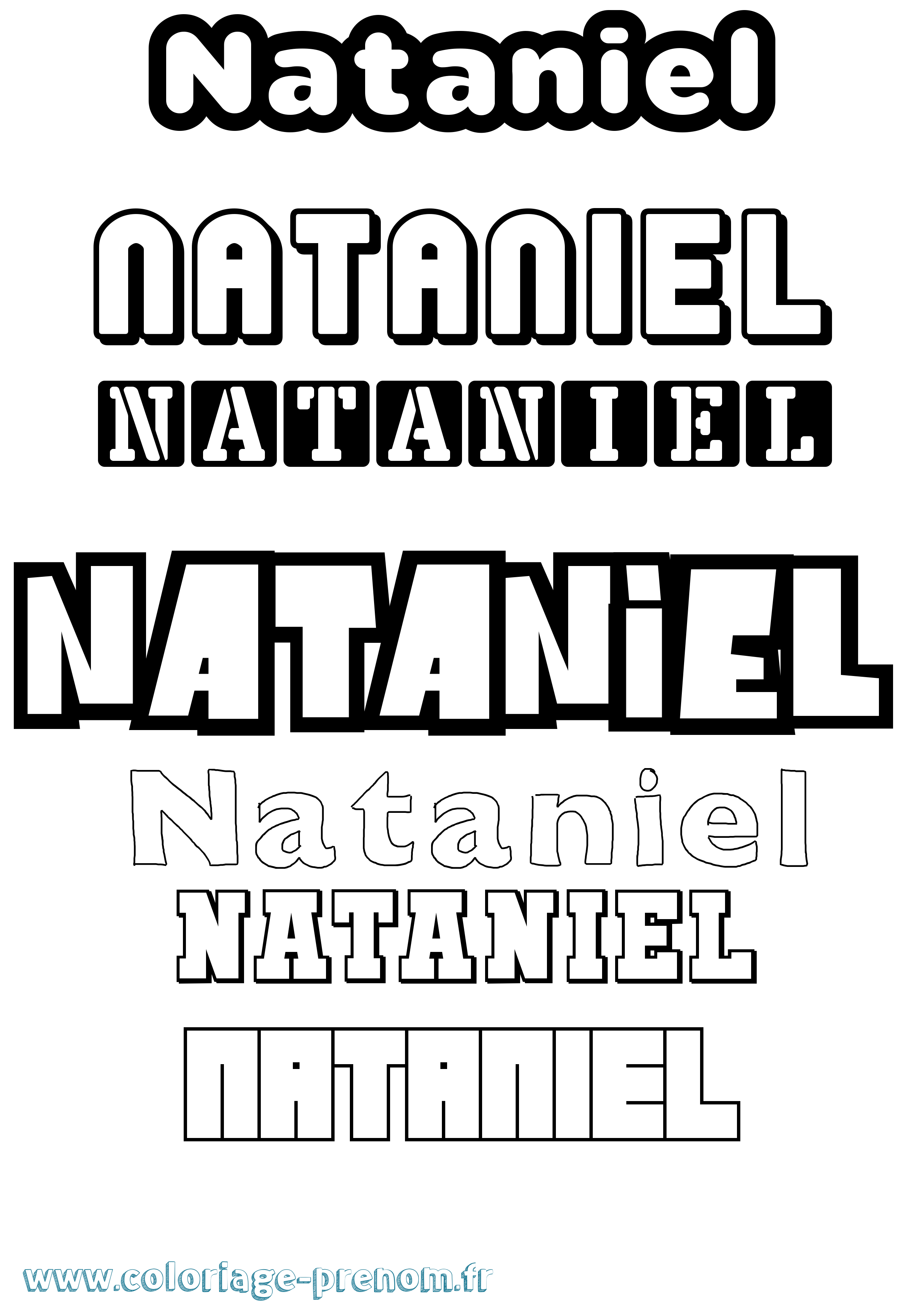 Coloriage prénom Nataniel Simple