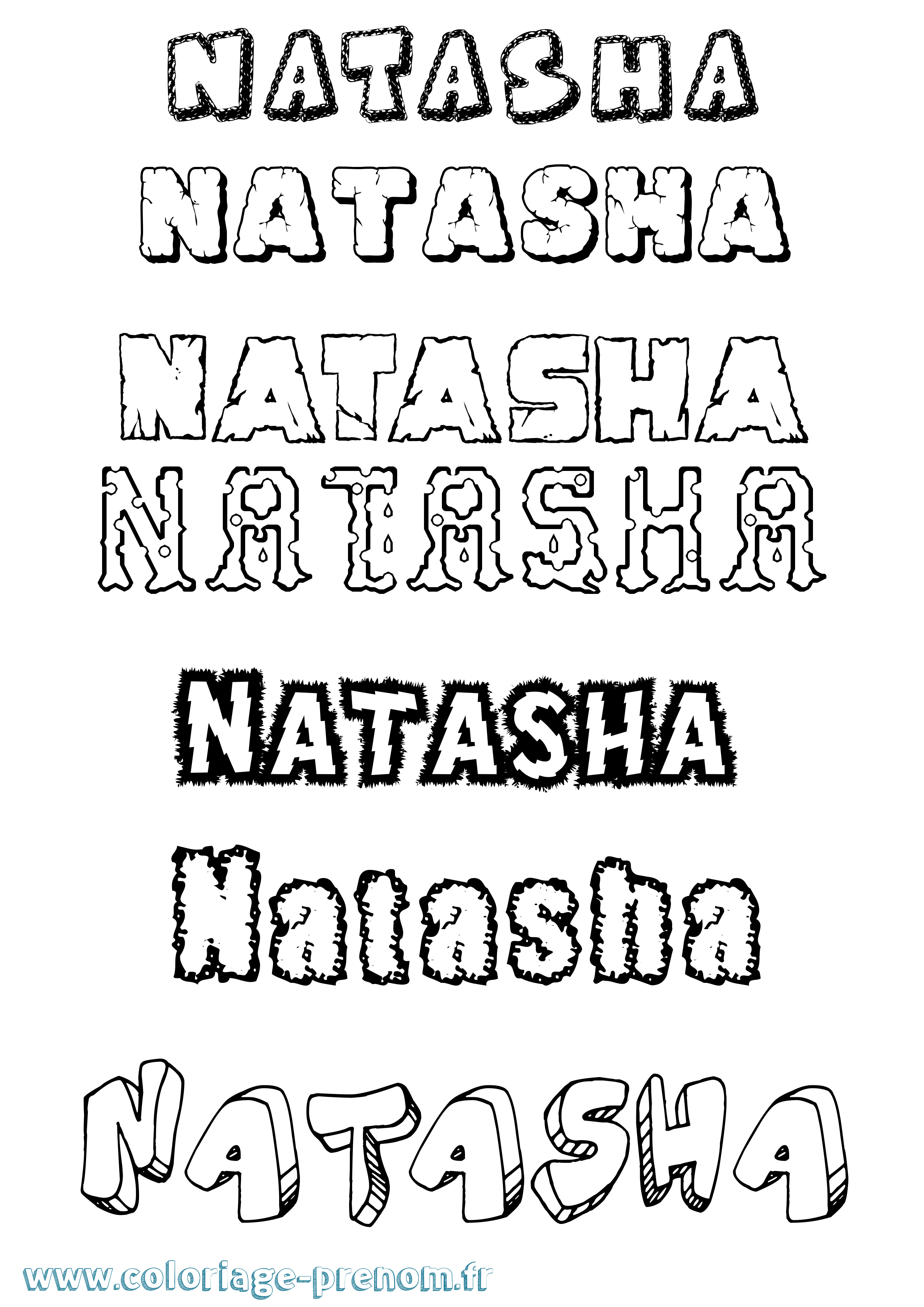 Coloriage prénom Natasha Destructuré