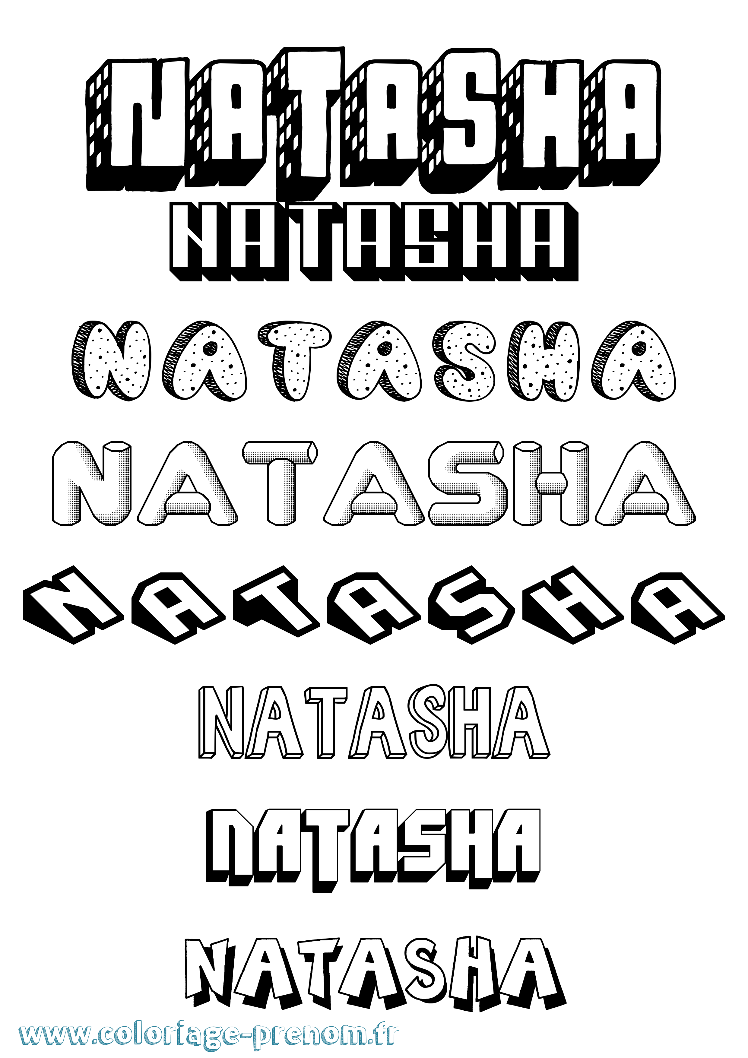 Coloriage prénom Natasha Effet 3D