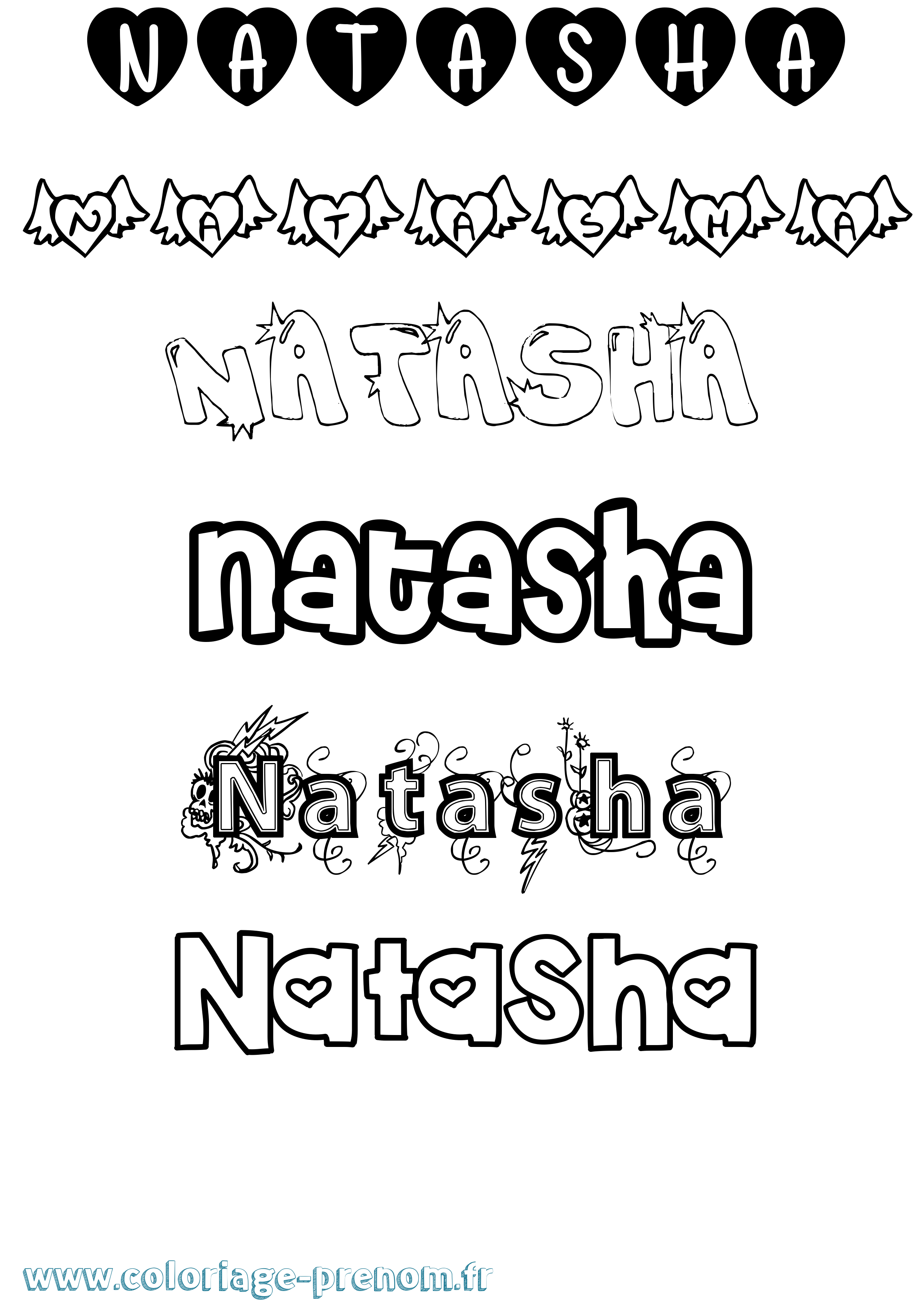 Coloriage prénom Natasha Girly
