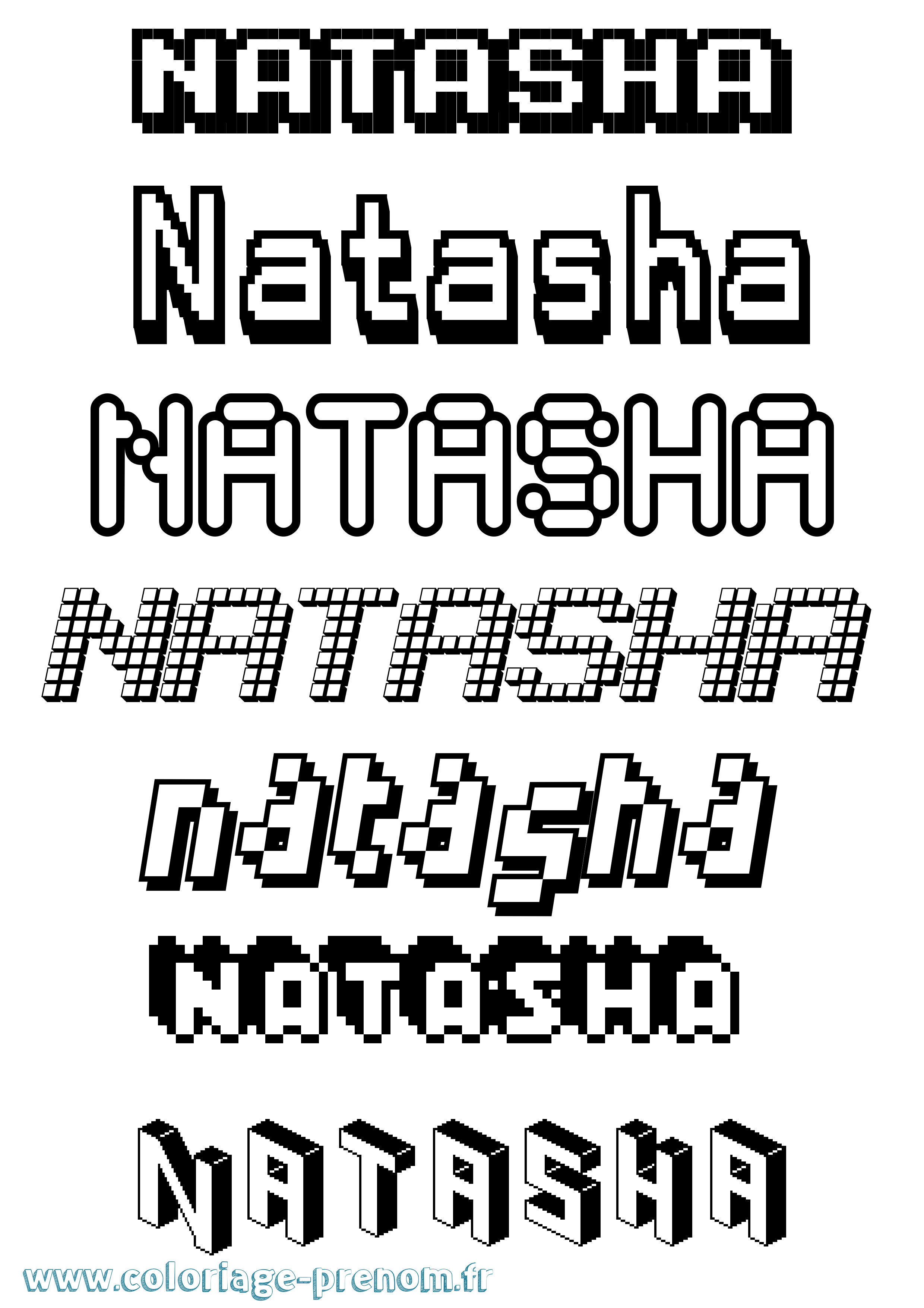 Coloriage prénom Natasha Pixel