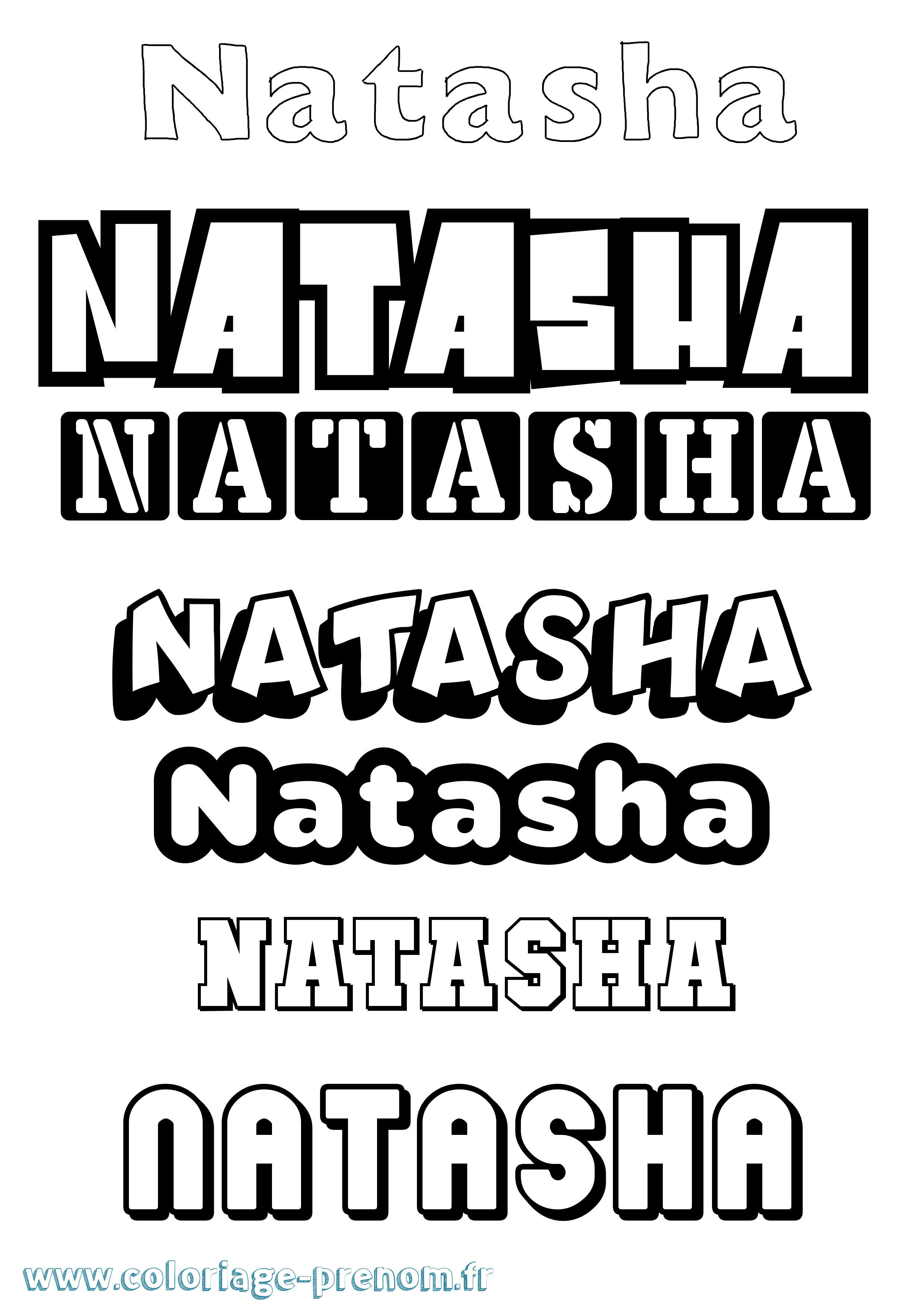Coloriage prénom Natasha Simple