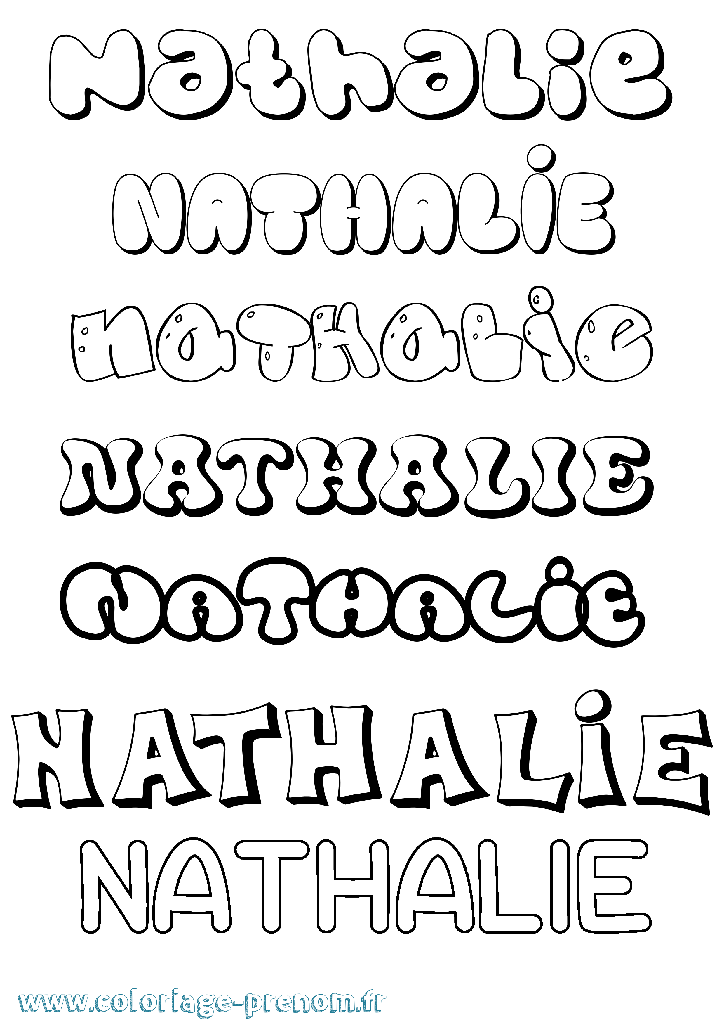 Coloriage prénom Nathalie Bubble
