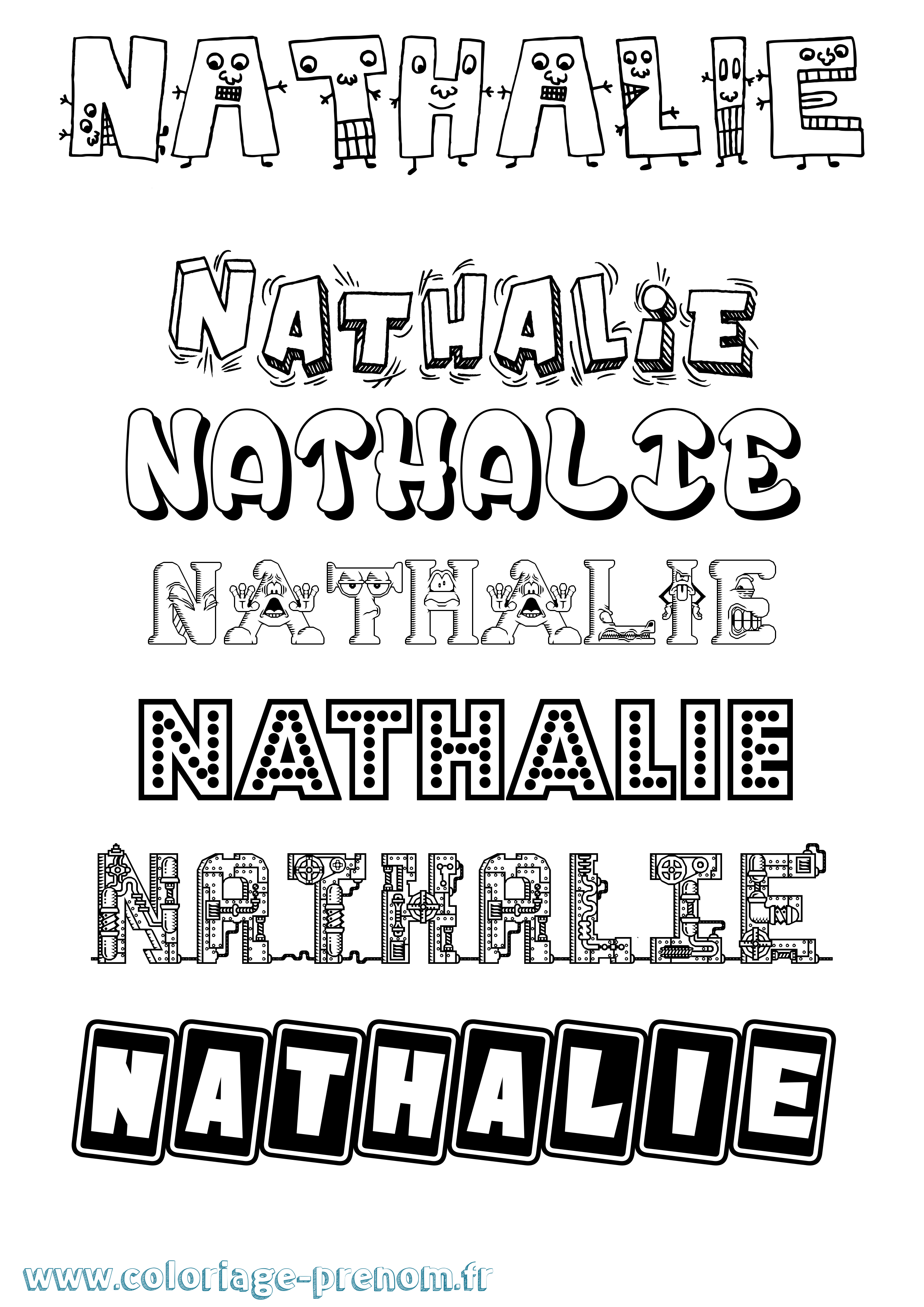 Coloriage Nathalie Coloriage prénom Nathalie