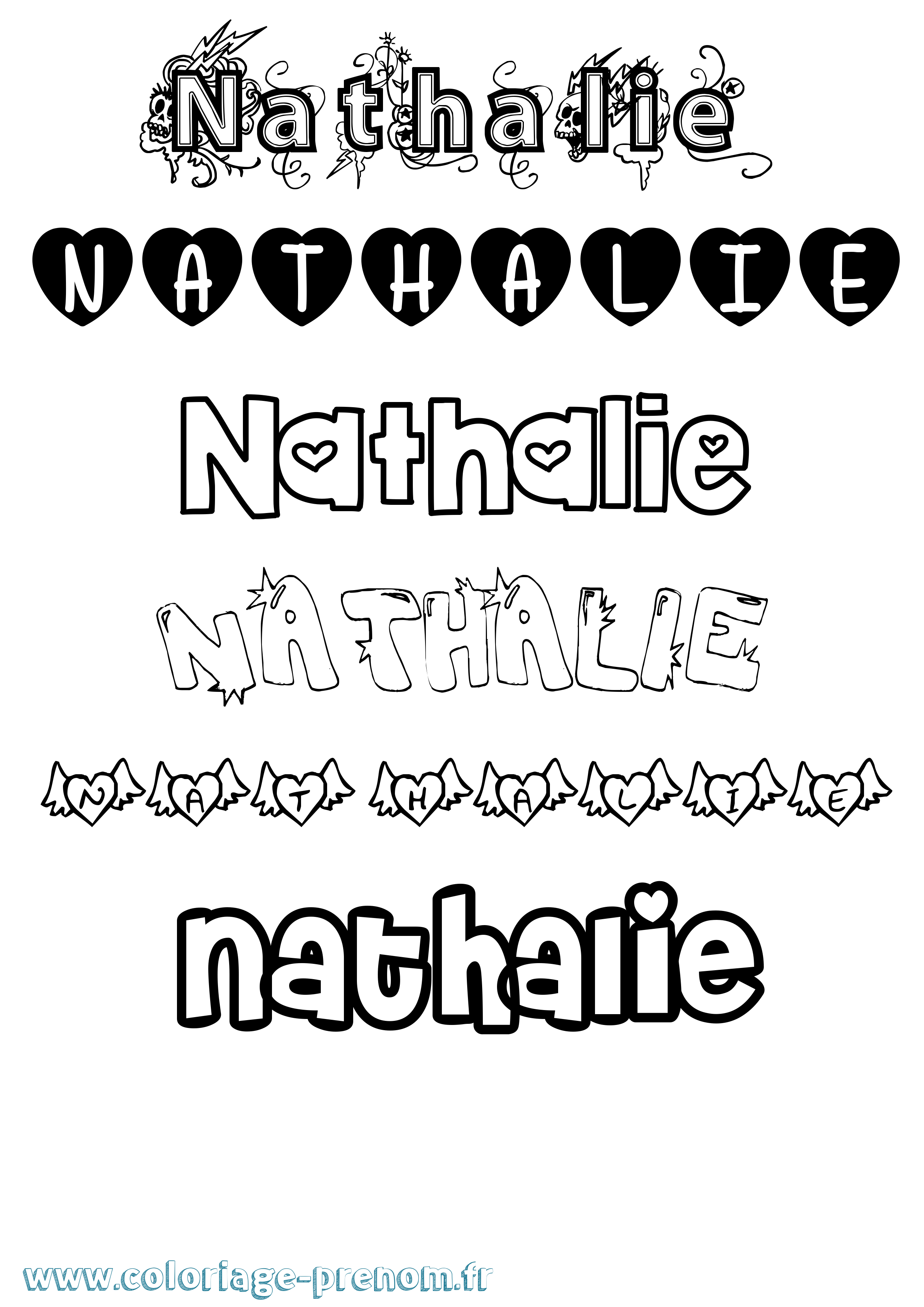 Coloriage prénom Nathalie Girly