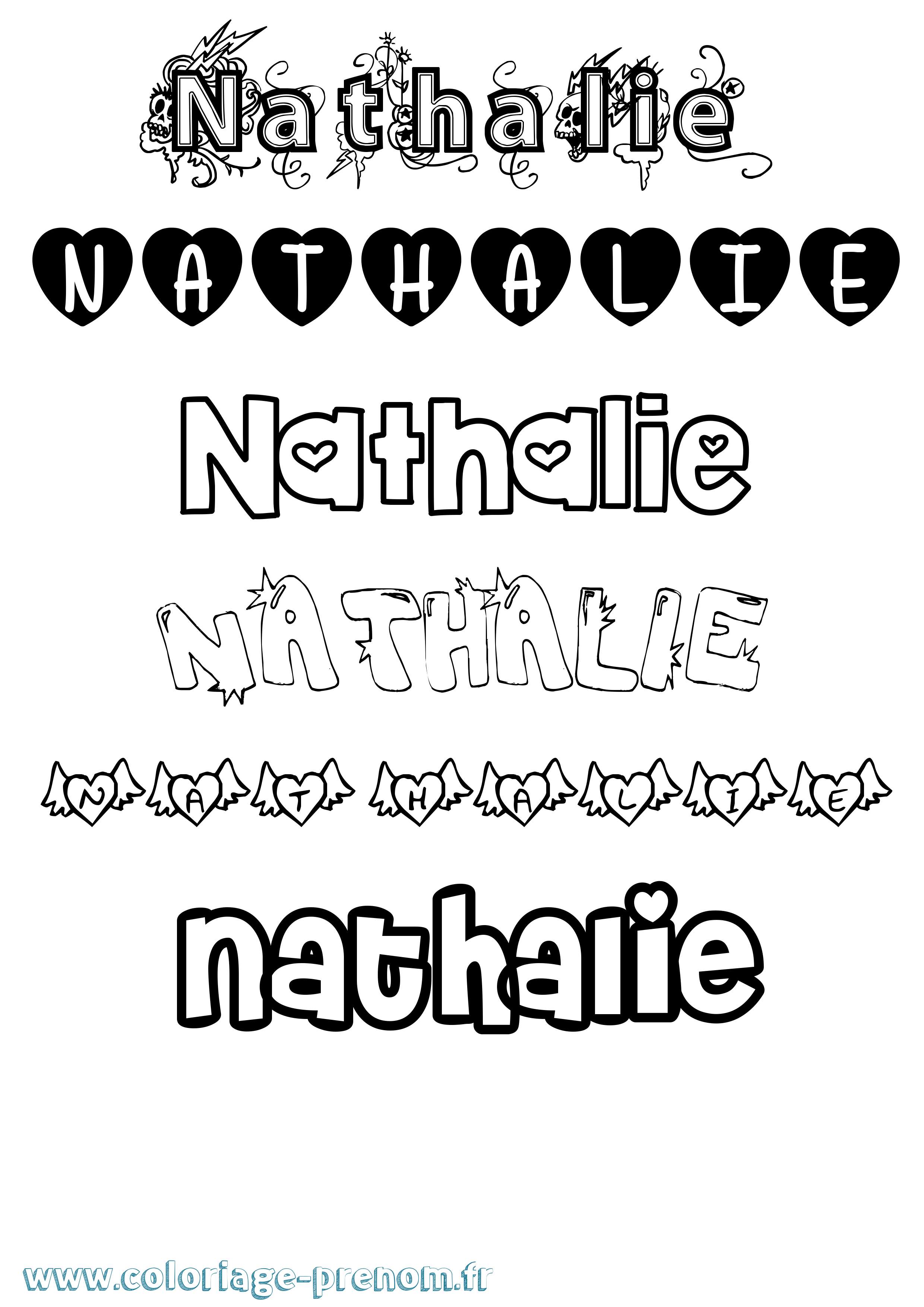 Coloriage Nathalie Coloriage prénom Nathalie