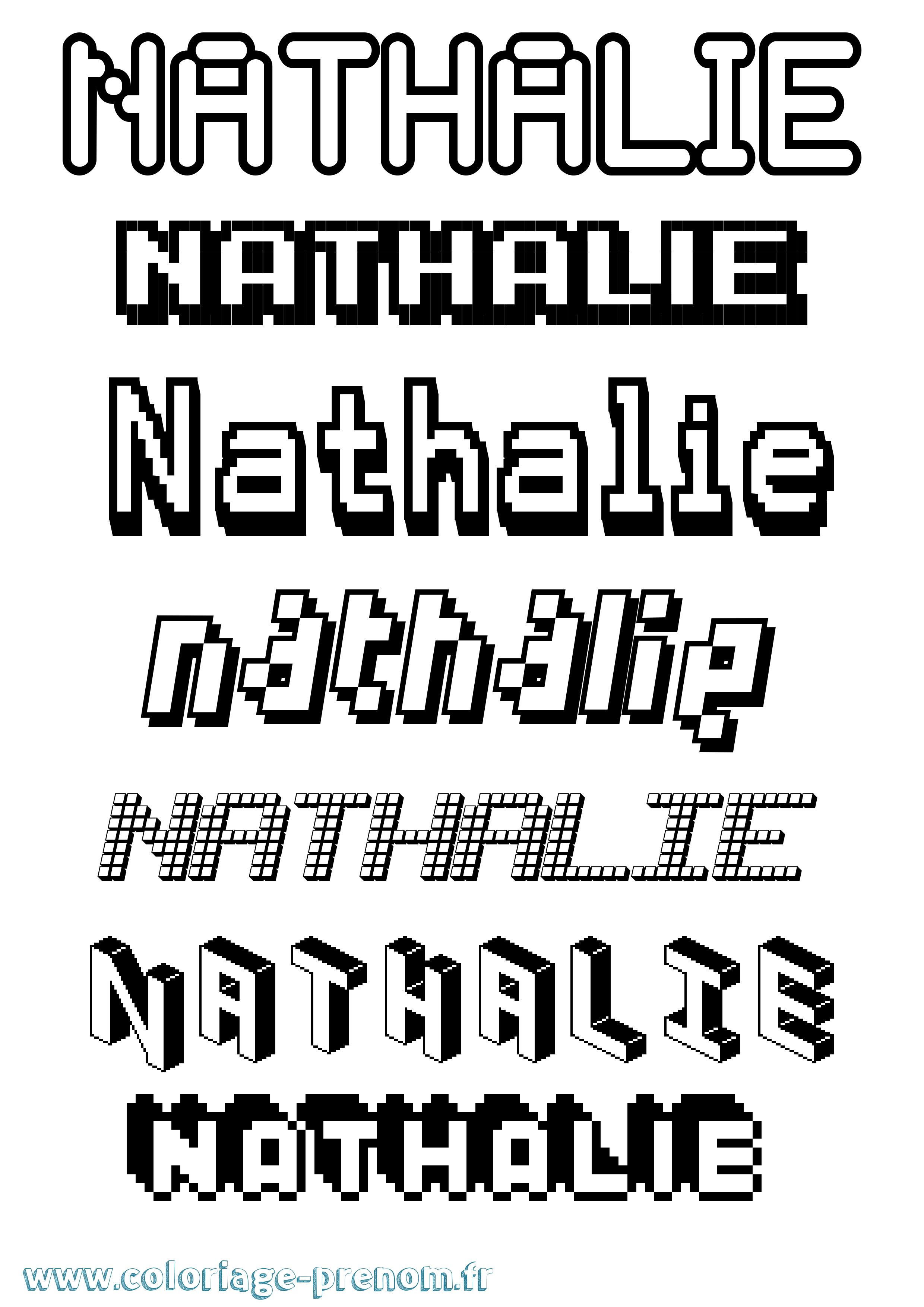 Coloriage prénom Nathalie Pixel