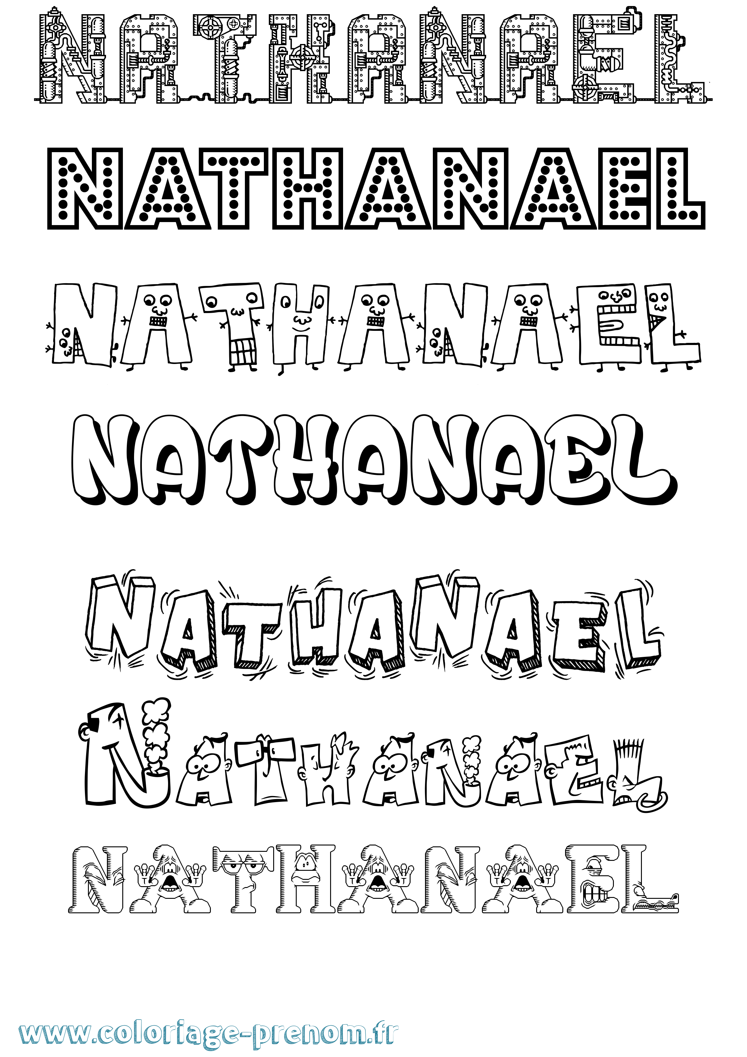 Coloriage prénom Nathanael