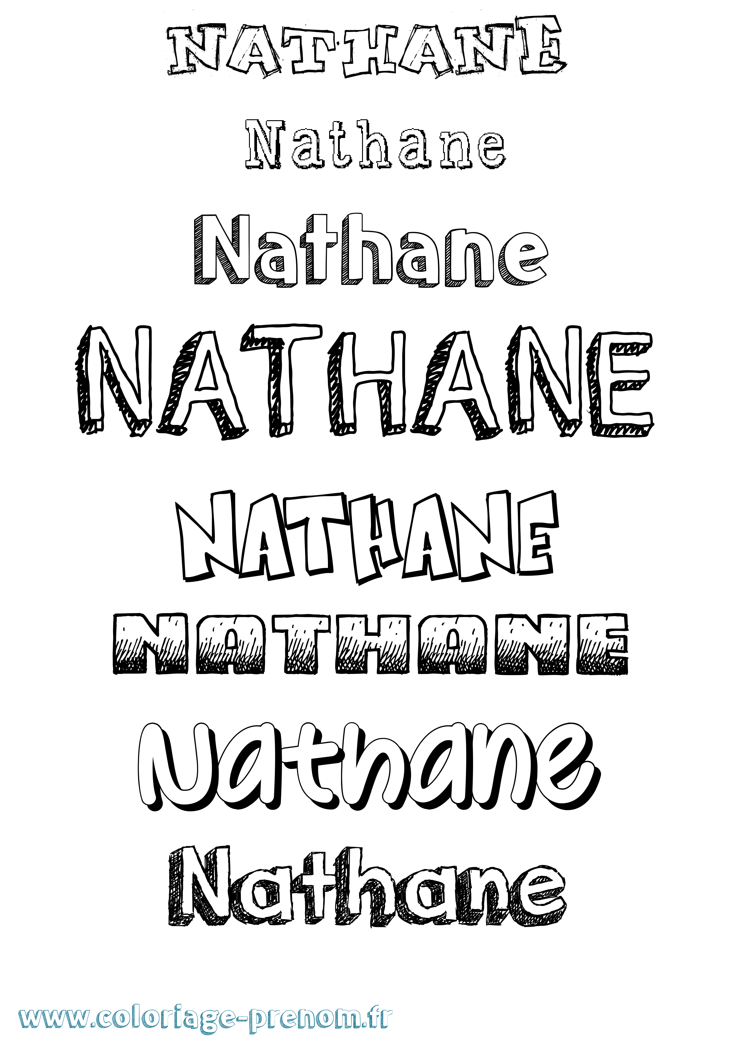 Coloriage Nathane Dessiné Coloriage prénom Nathane Dessiné