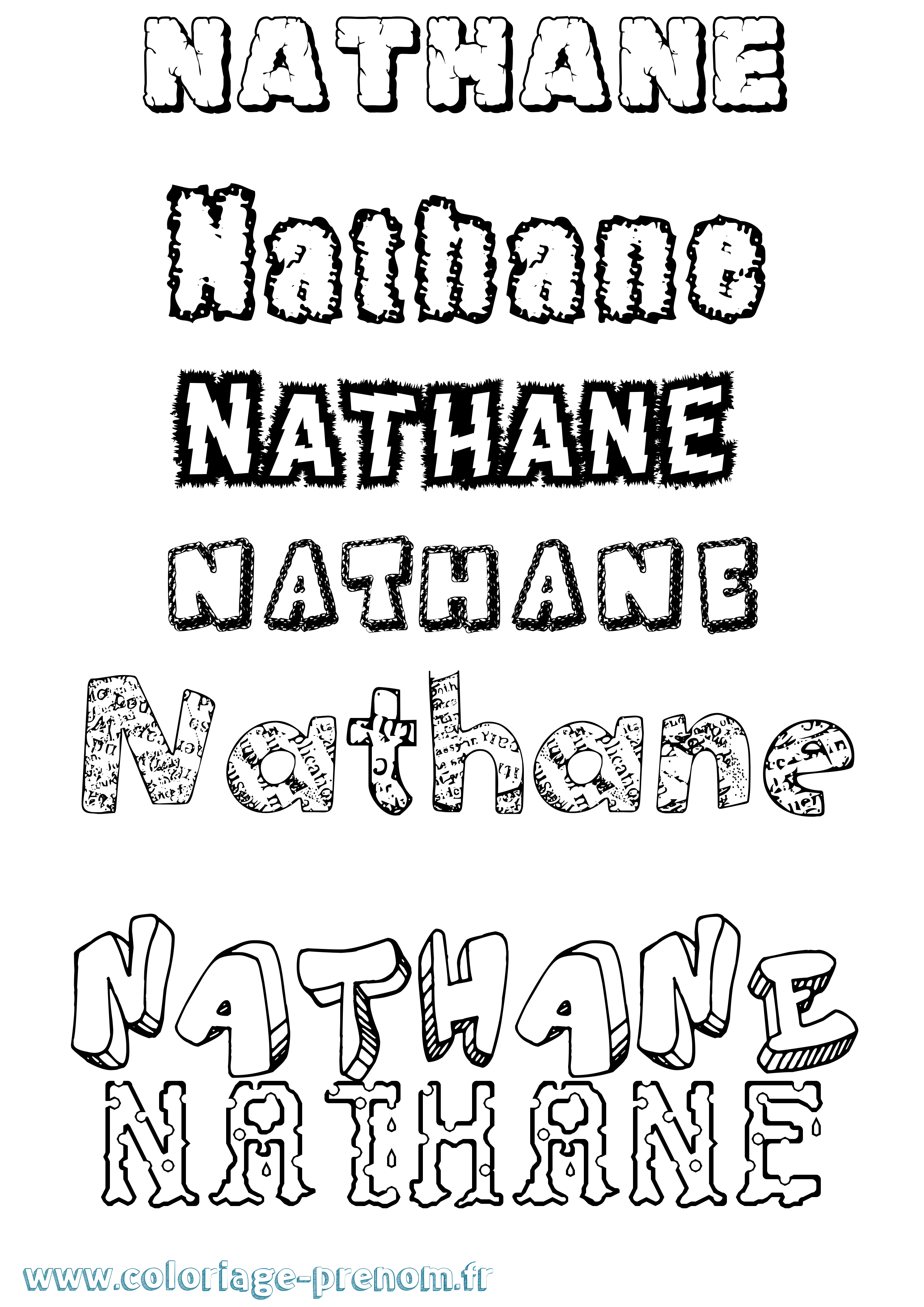 Coloriage Nathane Destructuré Coloriage prénom Nathane Destructuré