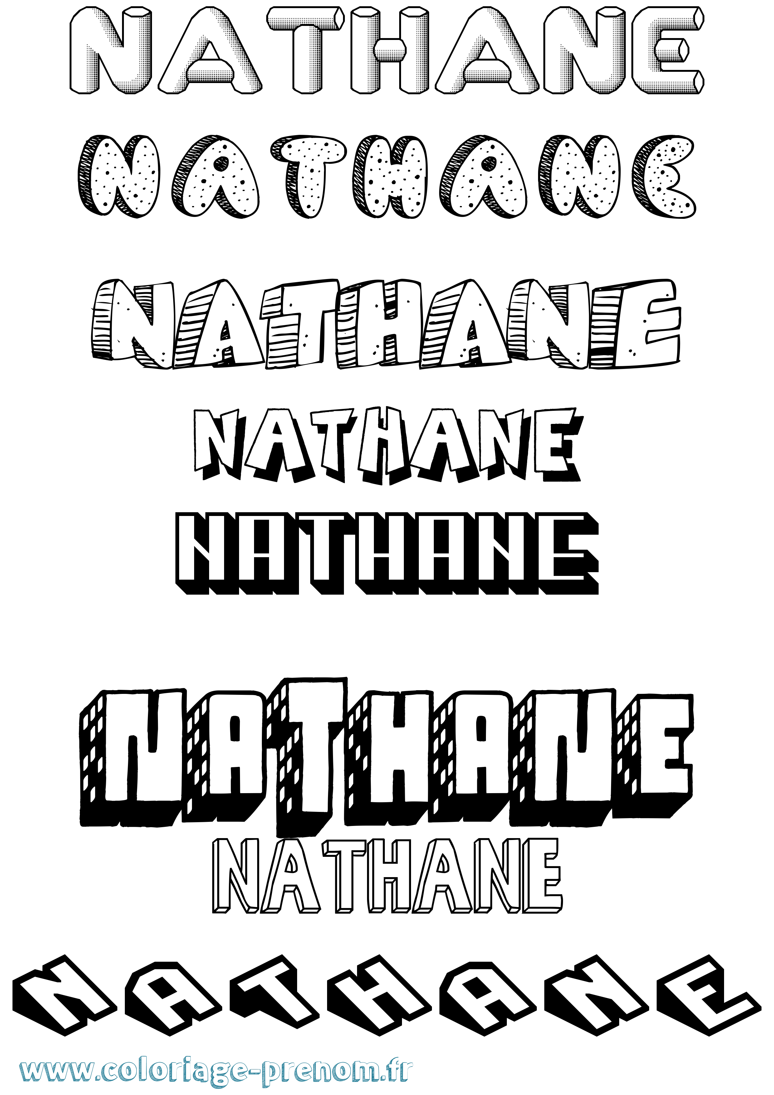 Coloriage prénom Nathane Effet 3D