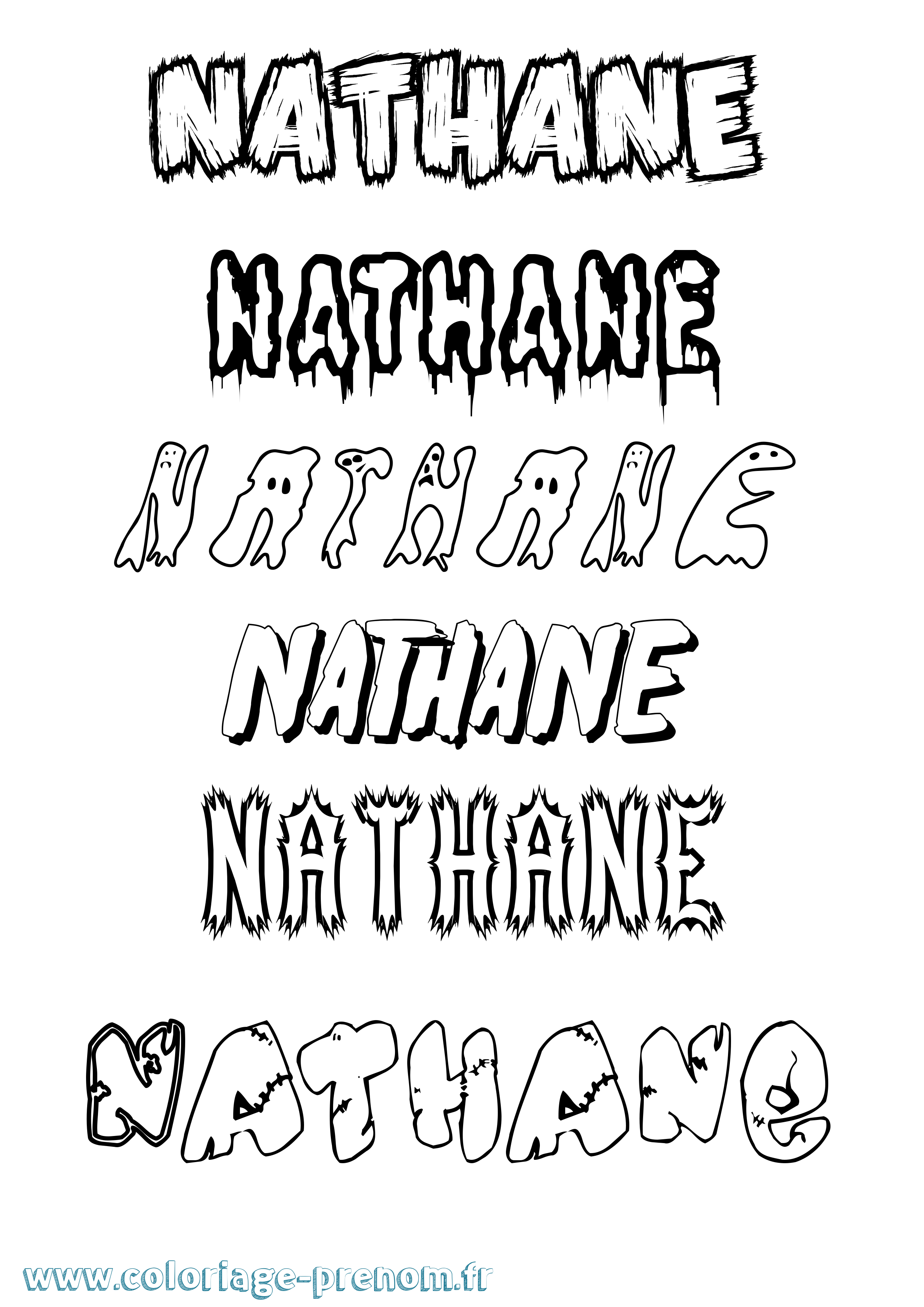 Coloriage Nathane Frisson Coloriage prénom Nathane Frisson