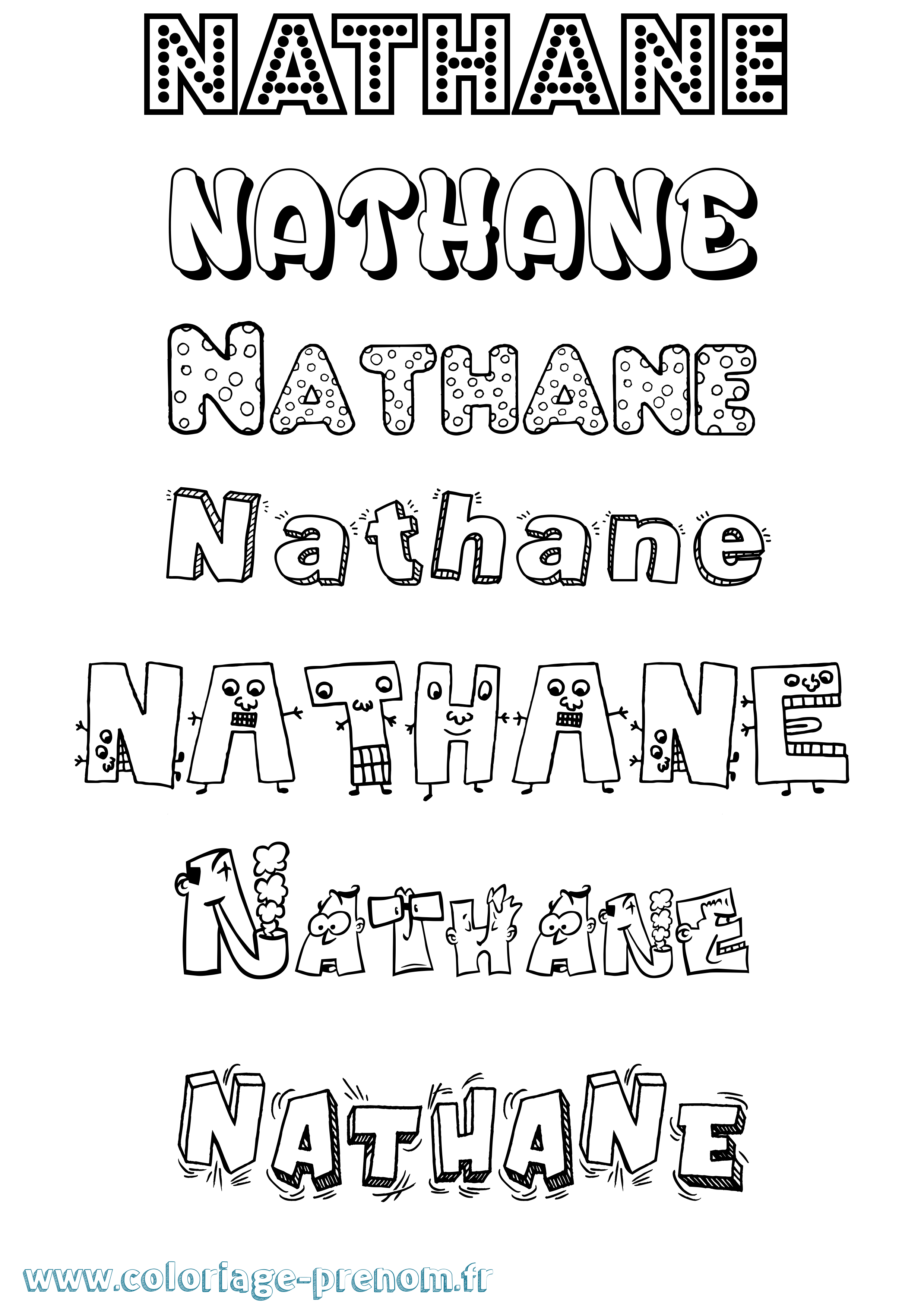 Coloriage prénom Nathane Fun