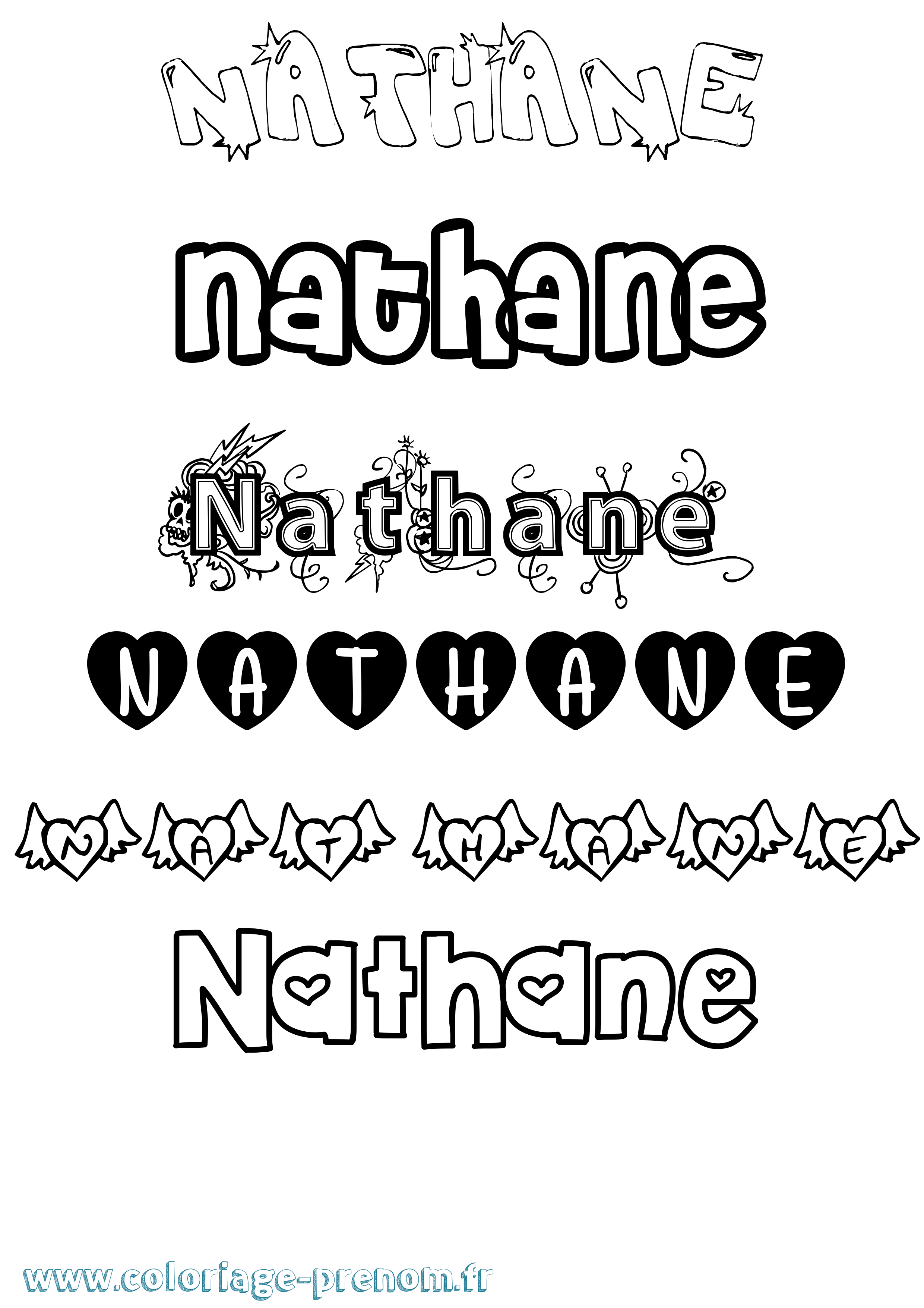 Coloriage Nathane Girly Coloriage prénom Nathane Girly