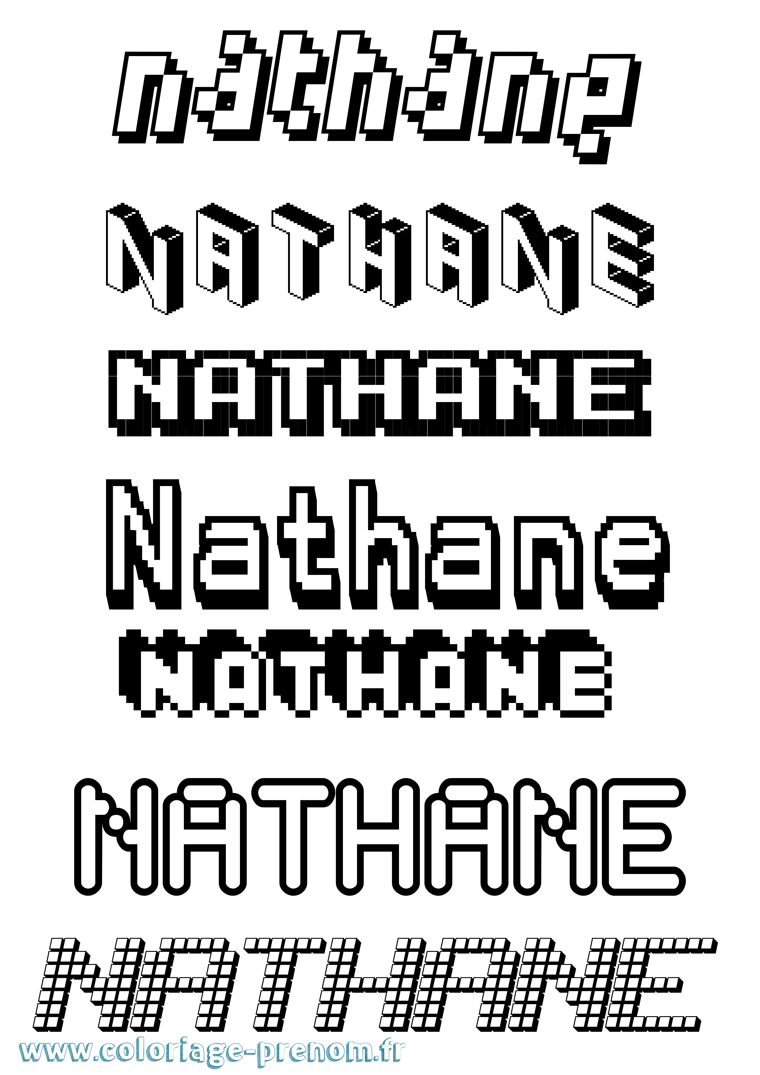Coloriage prénom Nathane Pixel
