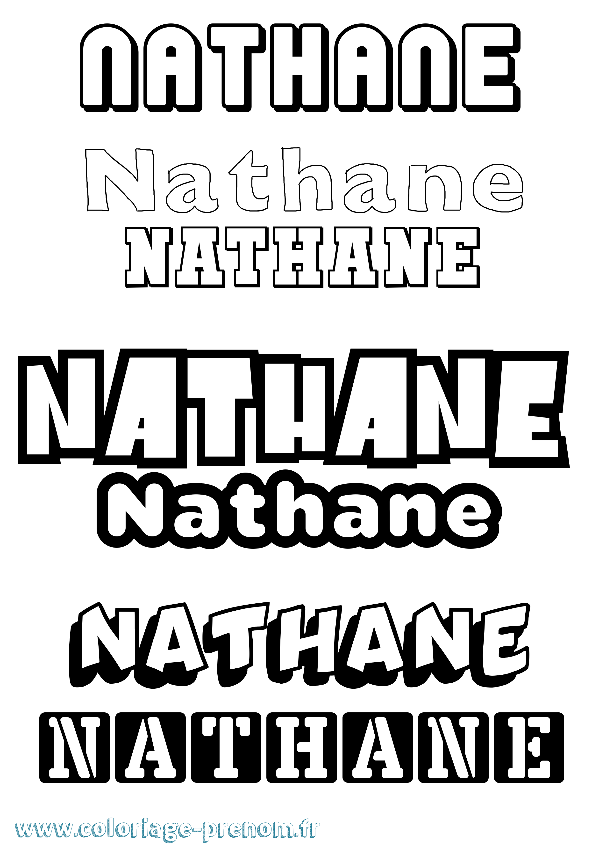 Coloriage prénom Nathane Simple
