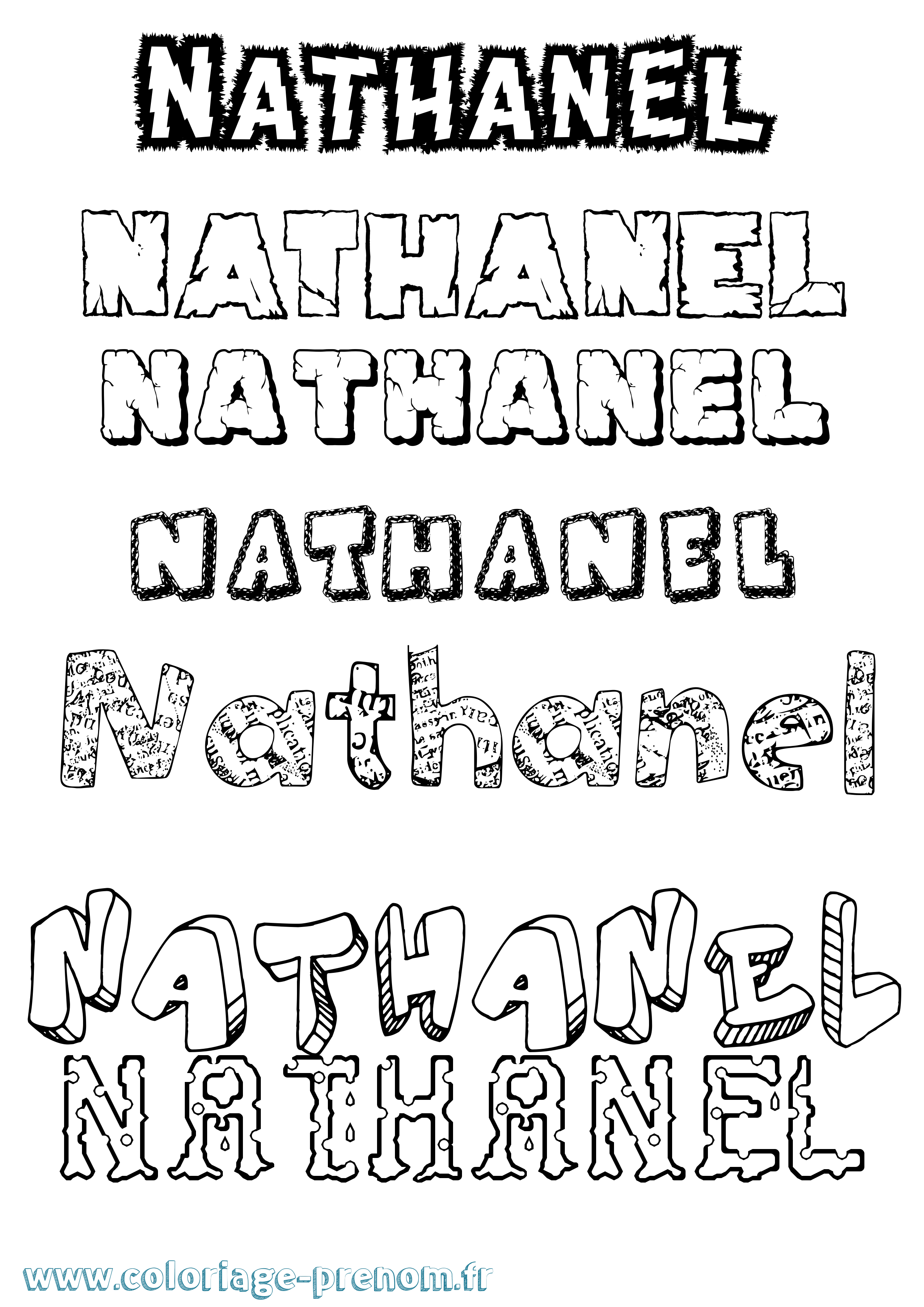 Coloriage prénom Nathanel Destructuré