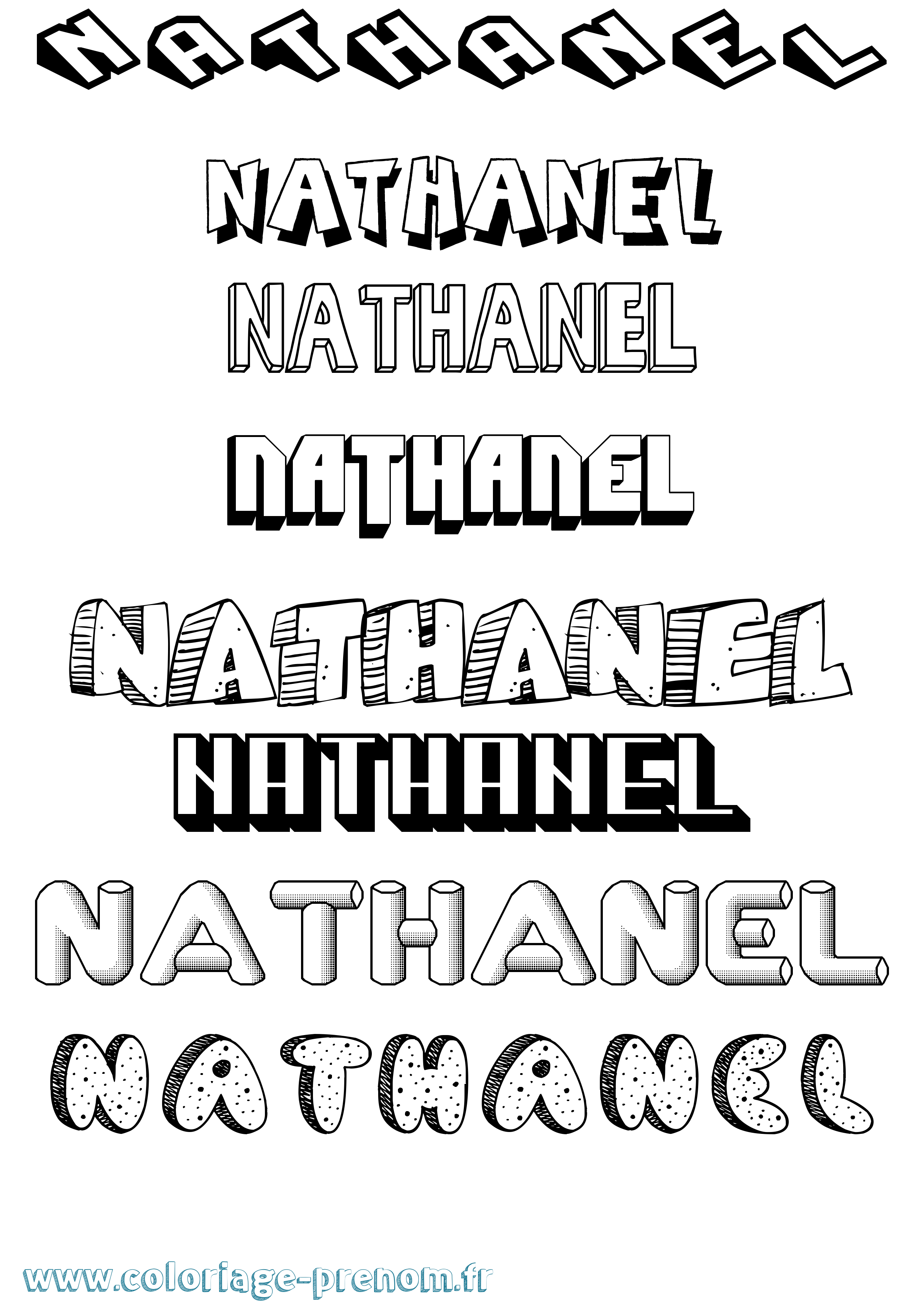 Coloriage prénom Nathanel Effet 3D
