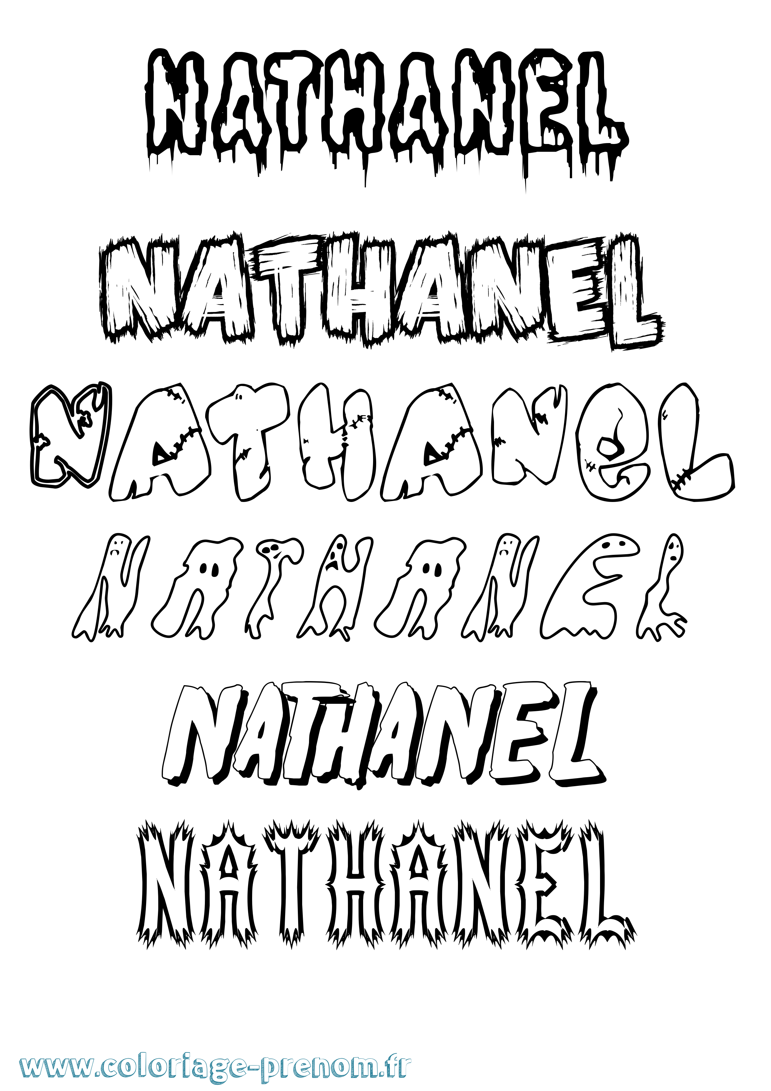 Coloriage prénom Nathanel Frisson