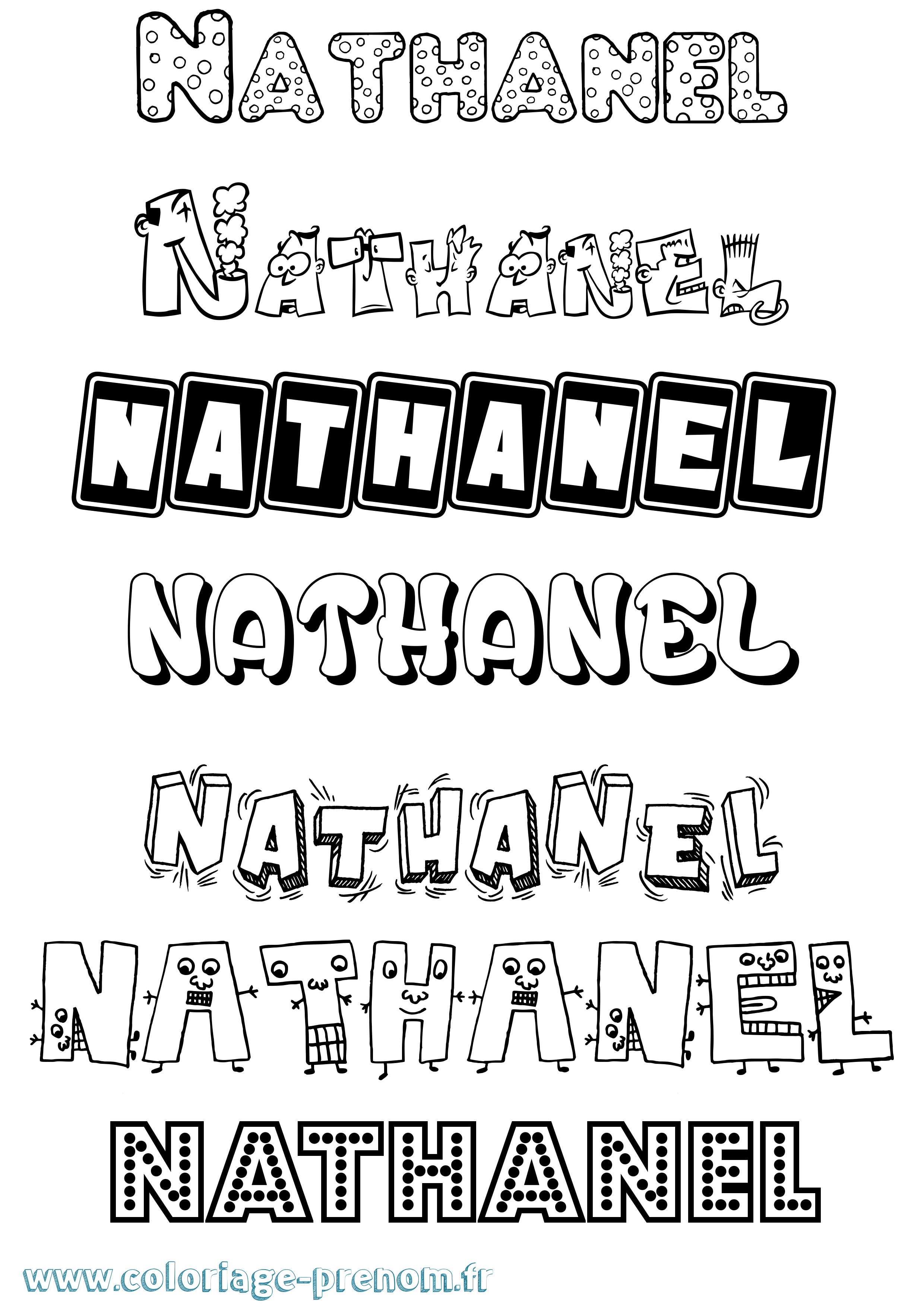 Coloriage prénom Nathanel Fun