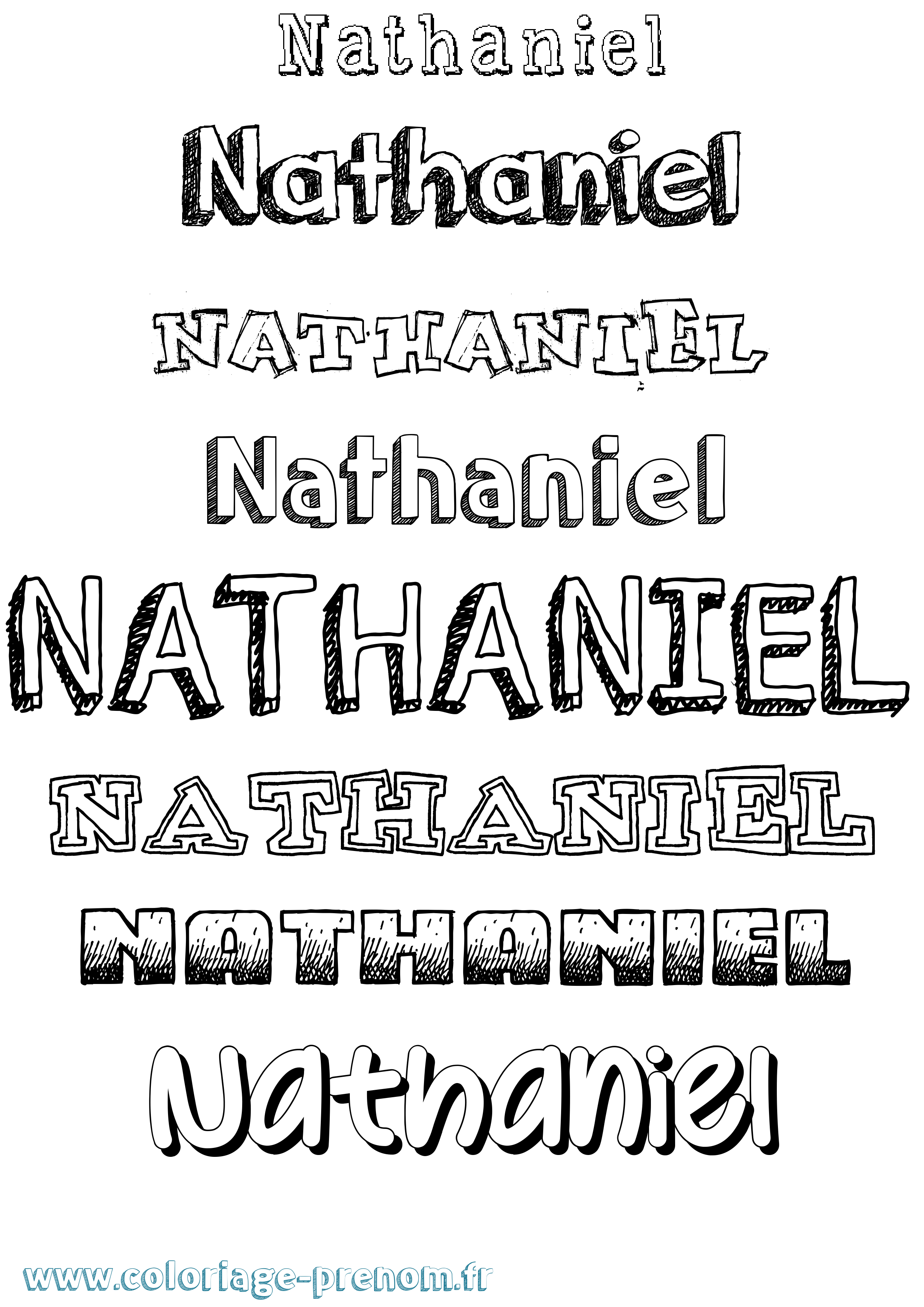 Coloriage prénom Nathaniel Dessiné