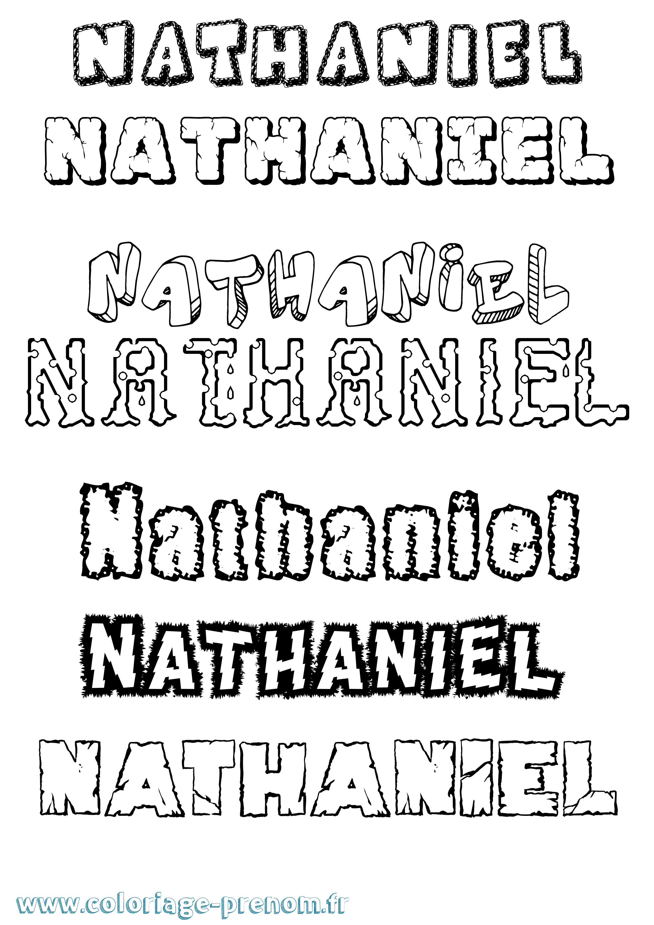 Coloriage prénom Nathaniel Destructuré