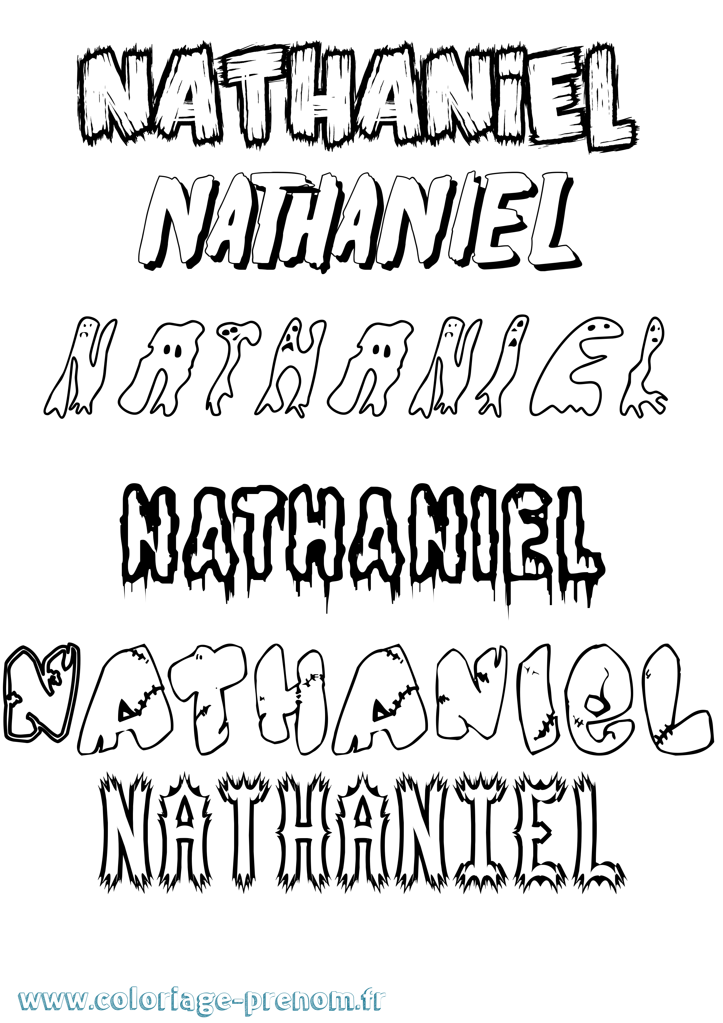 Coloriage prénom Nathaniel