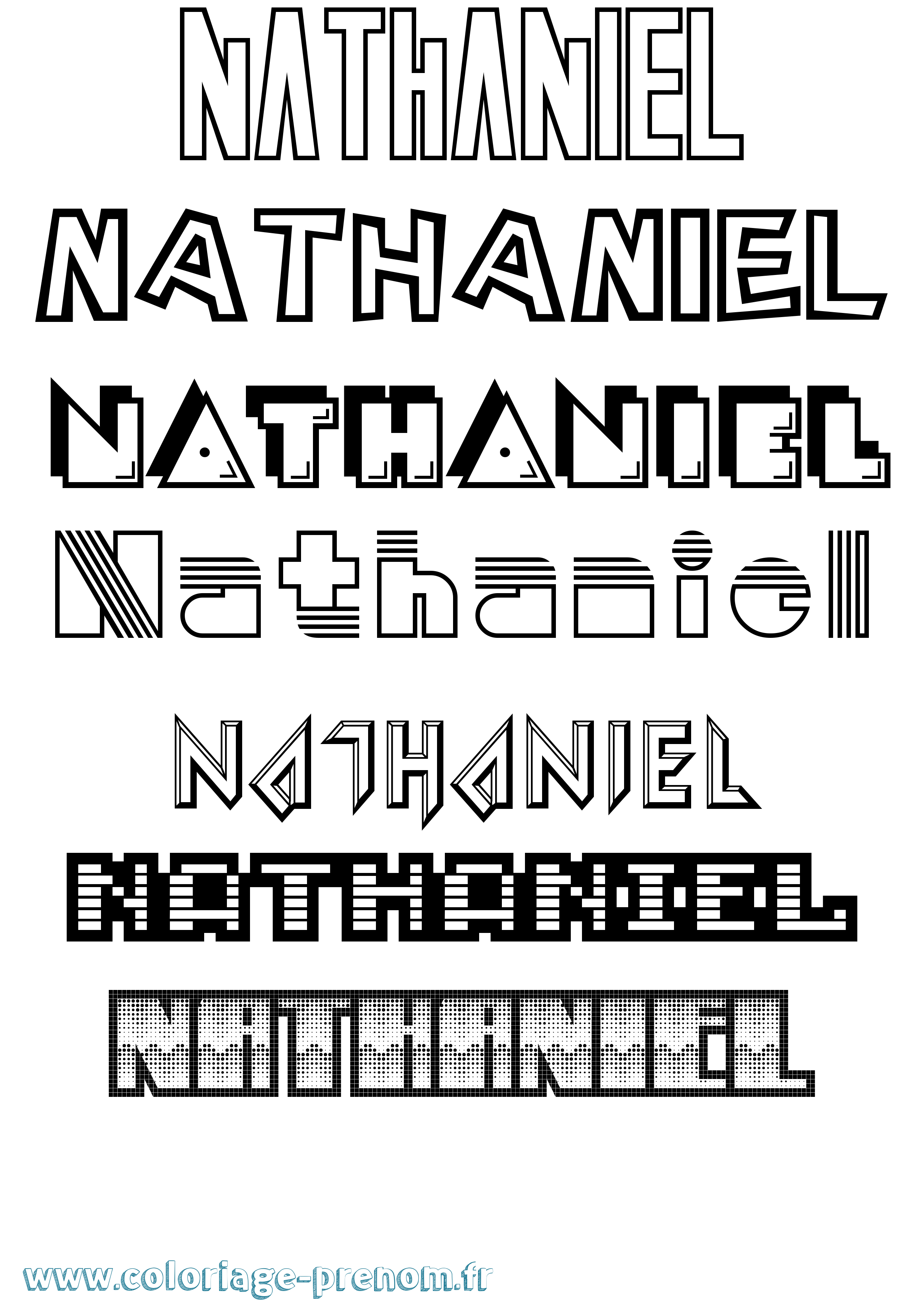 Coloriage prénom Nathaniel Jeux Vidéos
