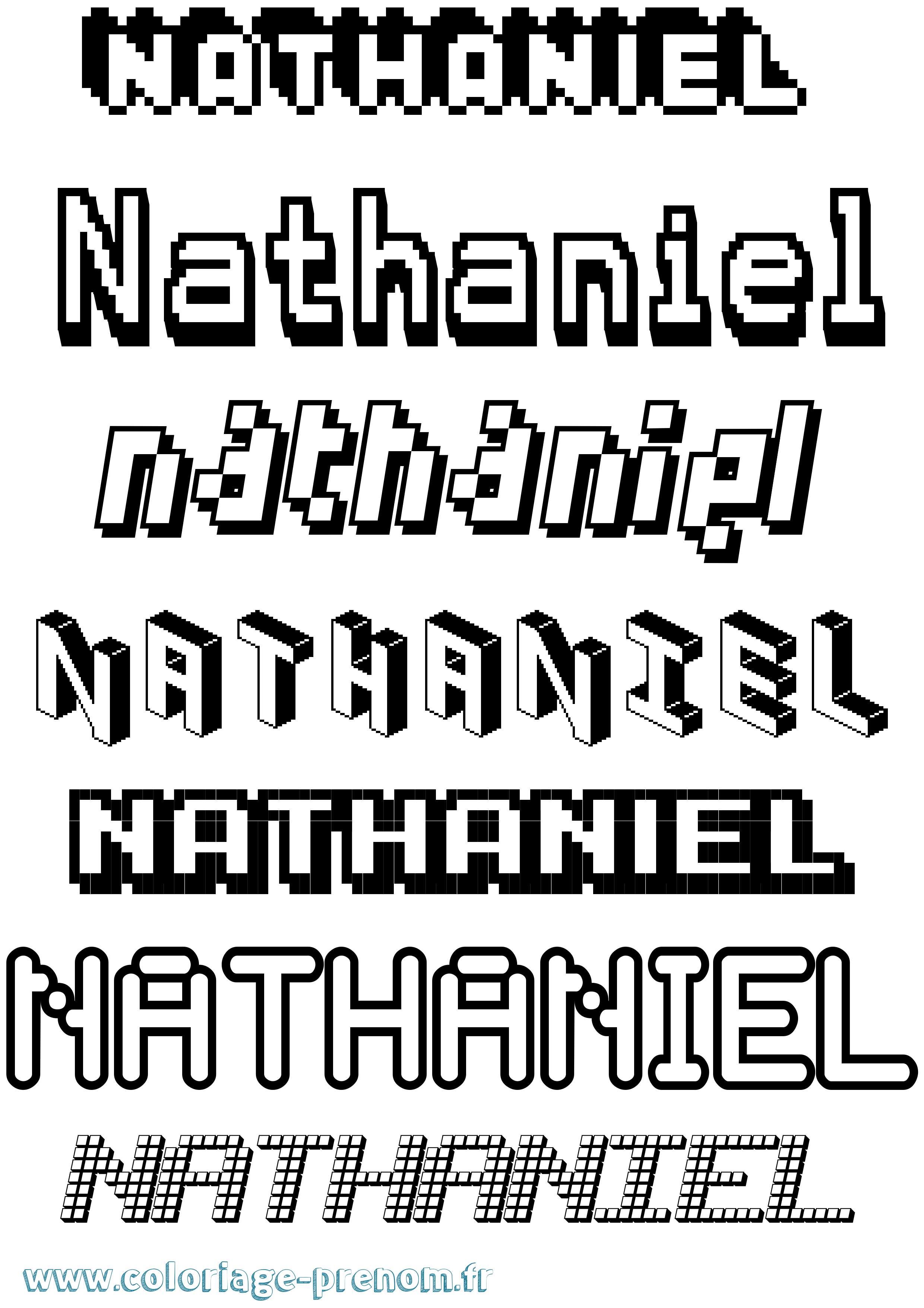 Coloriage prénom Nathaniel Pixel