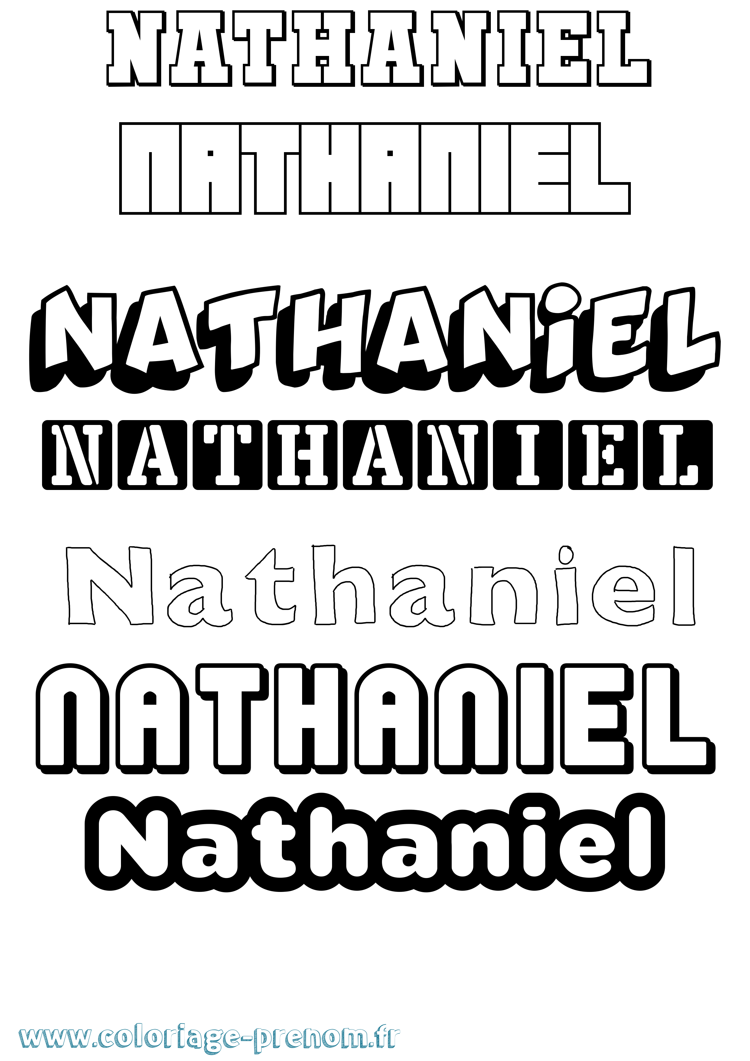 Coloriage prénom Nathaniel Simple