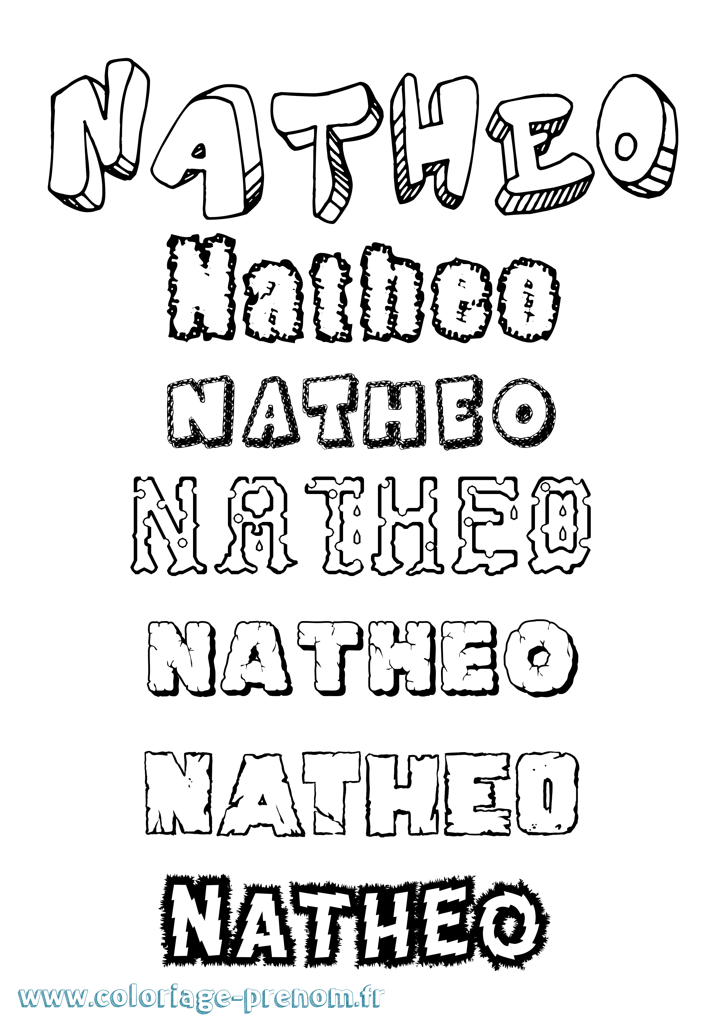 Coloriage prénom Natheo Destructuré