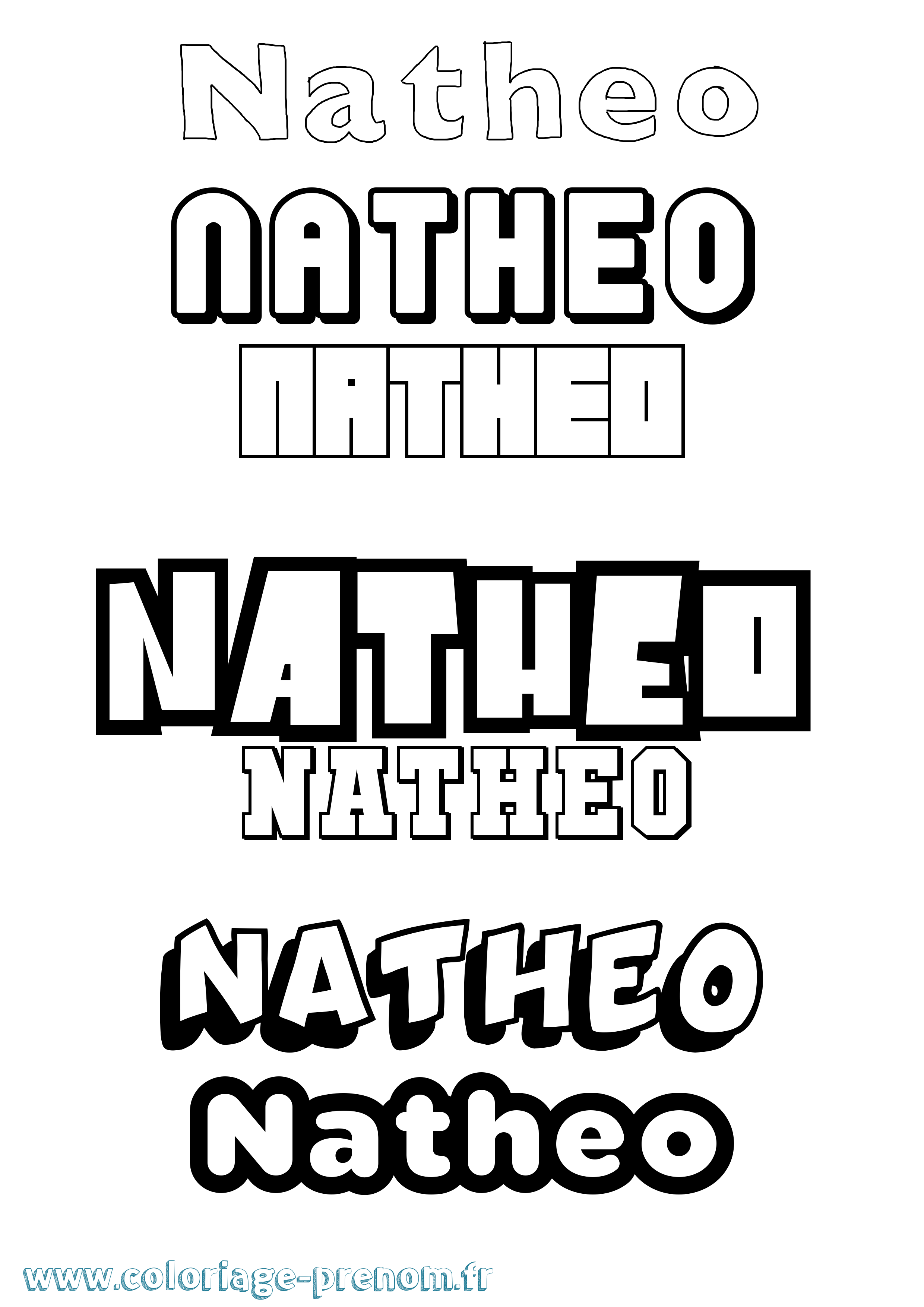 Coloriage prénom Natheo Simple