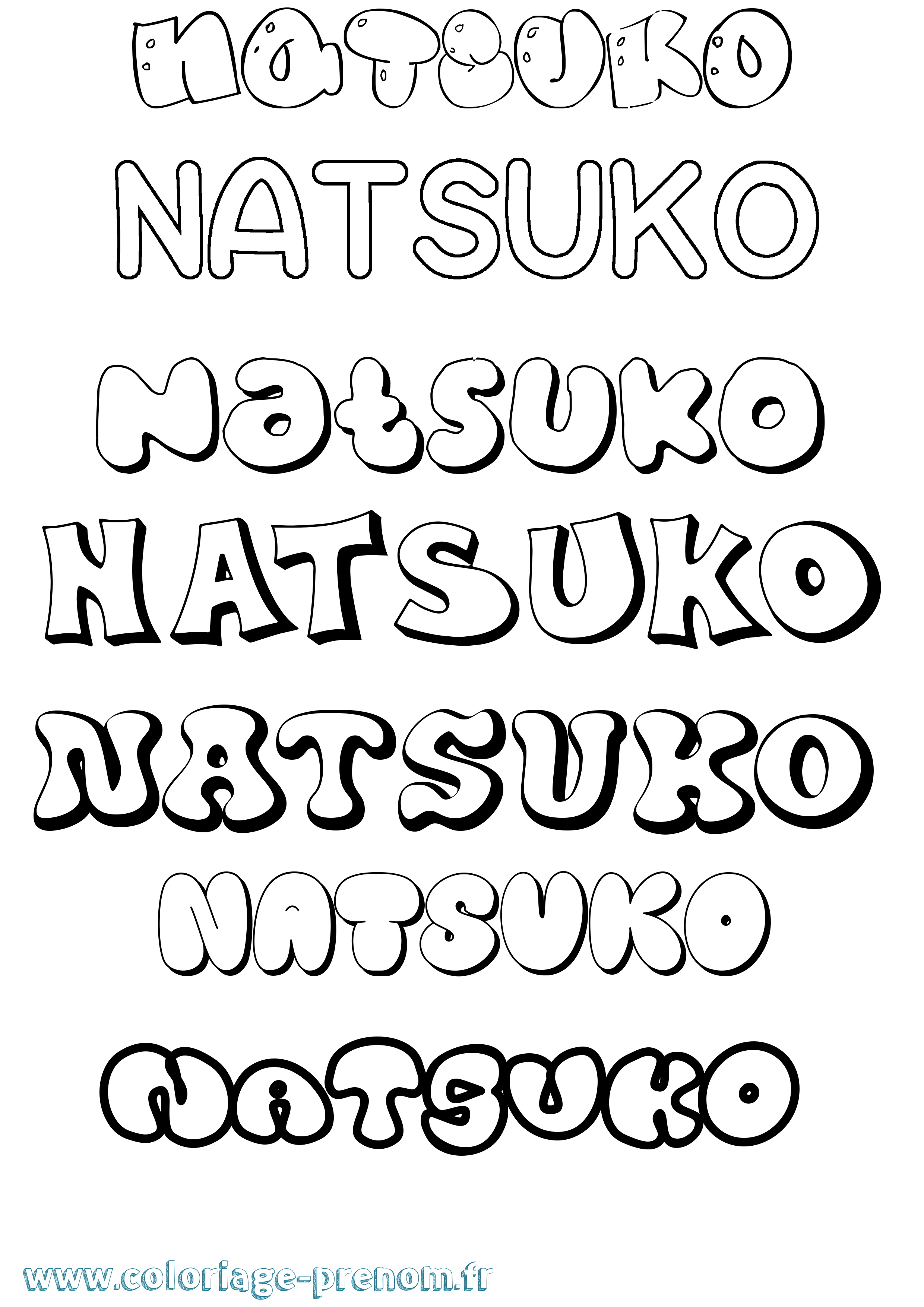 Coloriage prénom Natsuko Bubble