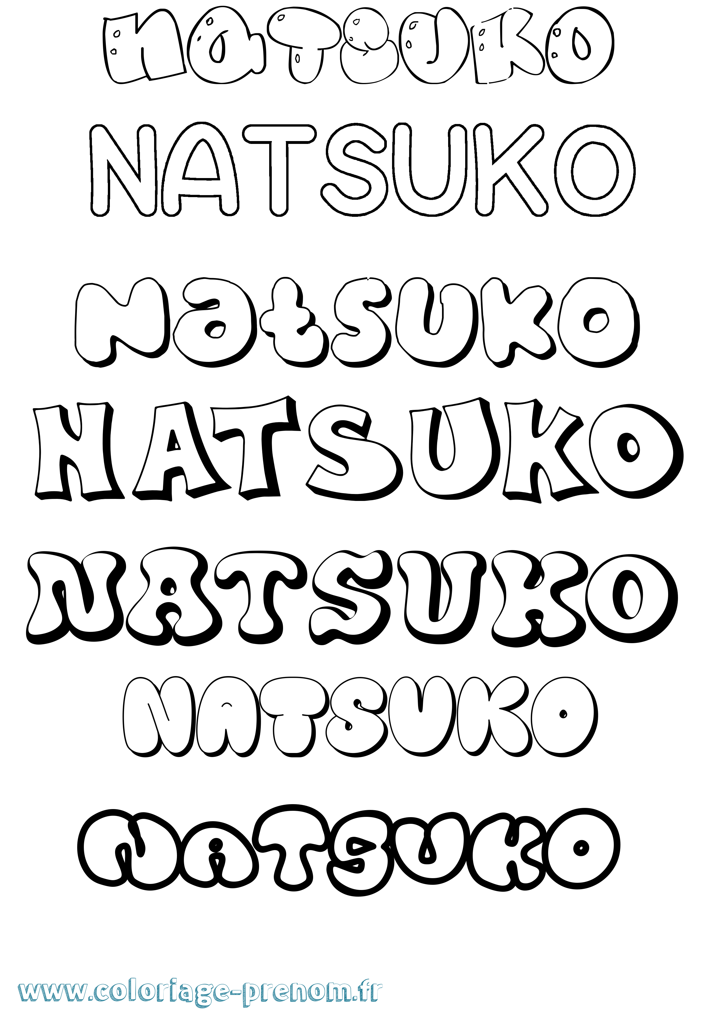 Coloriage Natsuko Bubble Coloriage prénom Natsuko Bubble