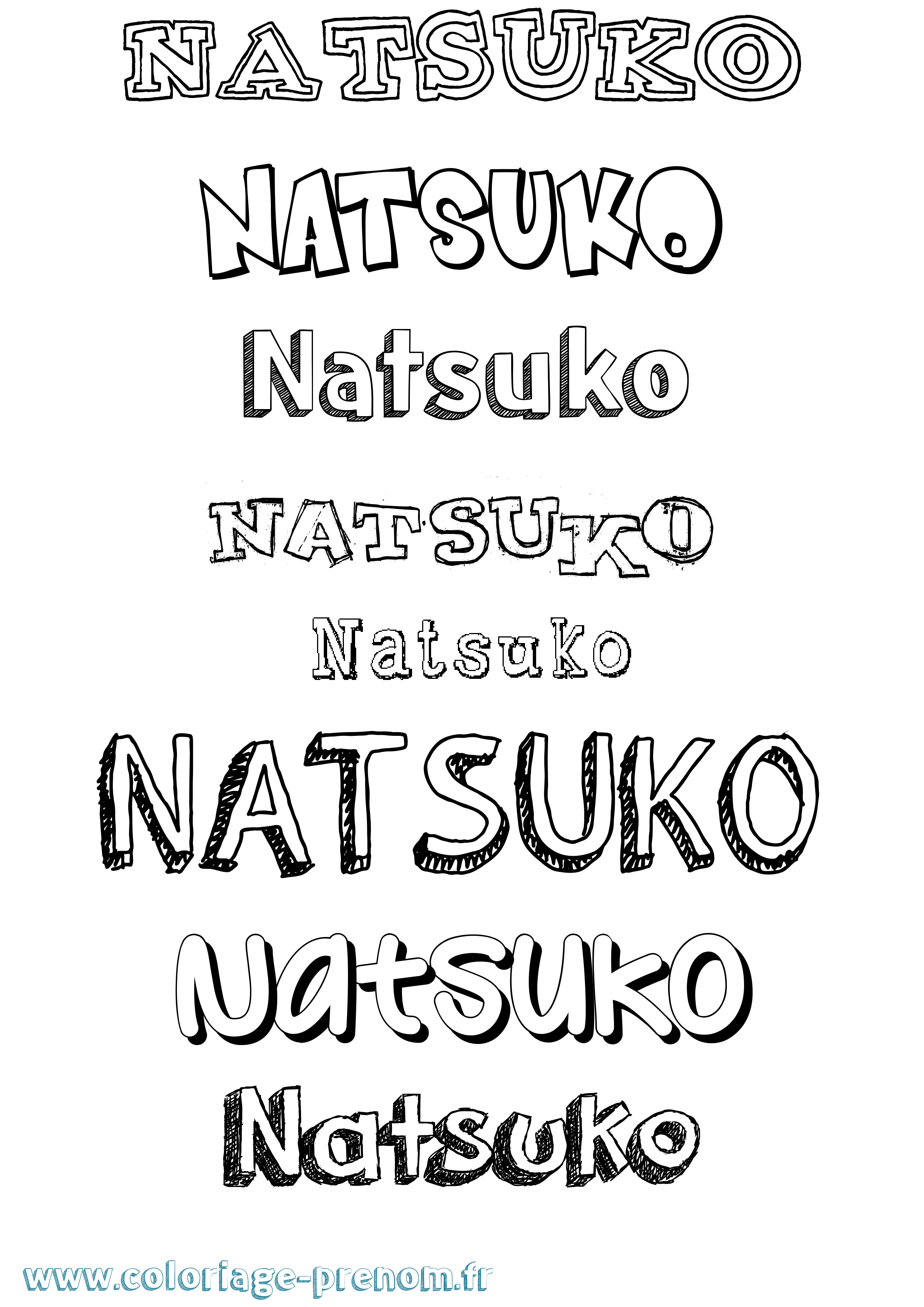 Coloriage Natsuko Dessiné Coloriage prénom Natsuko Dessiné
