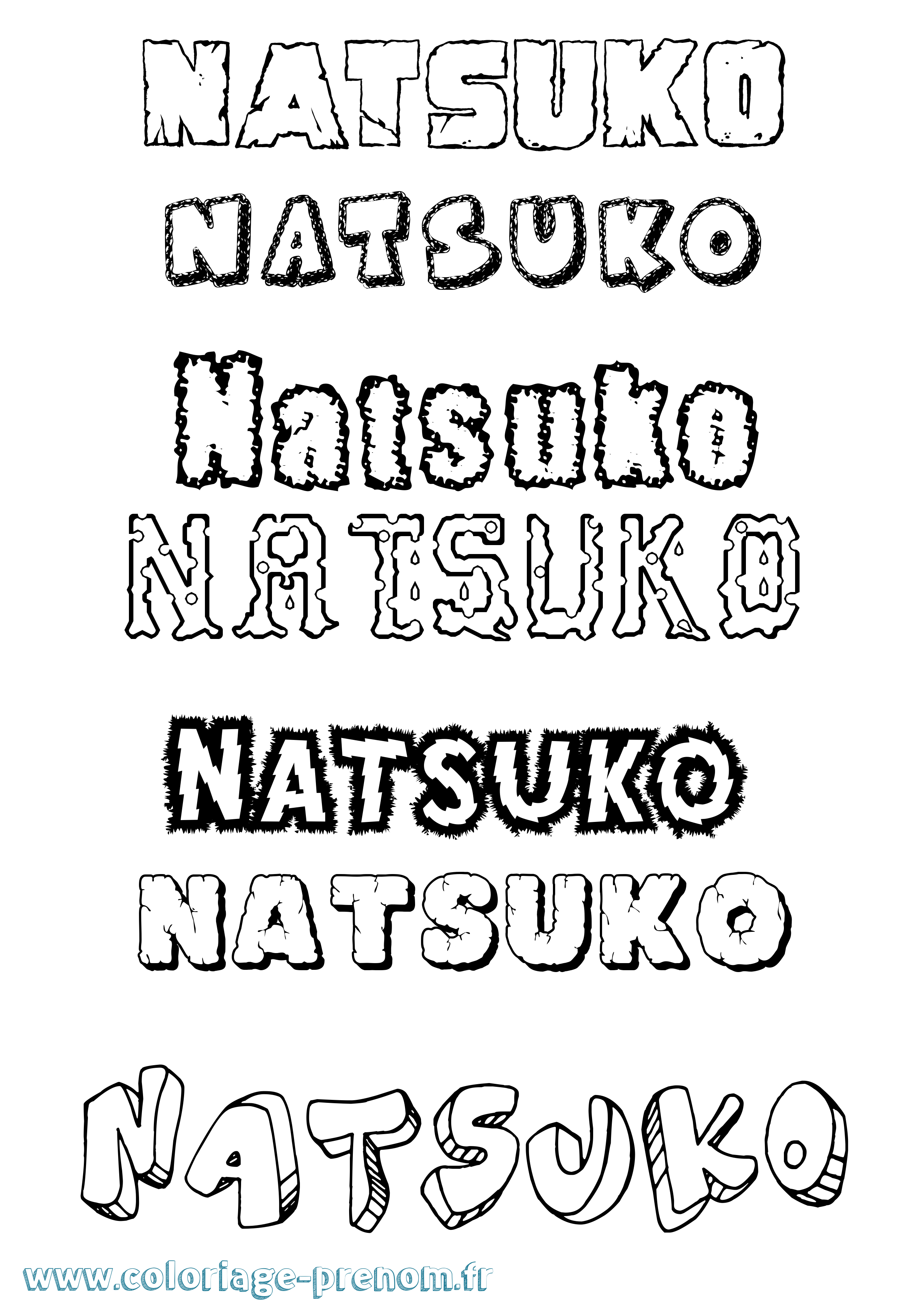 Coloriage Natsuko Destructuré Coloriage prénom Natsuko Destructuré
