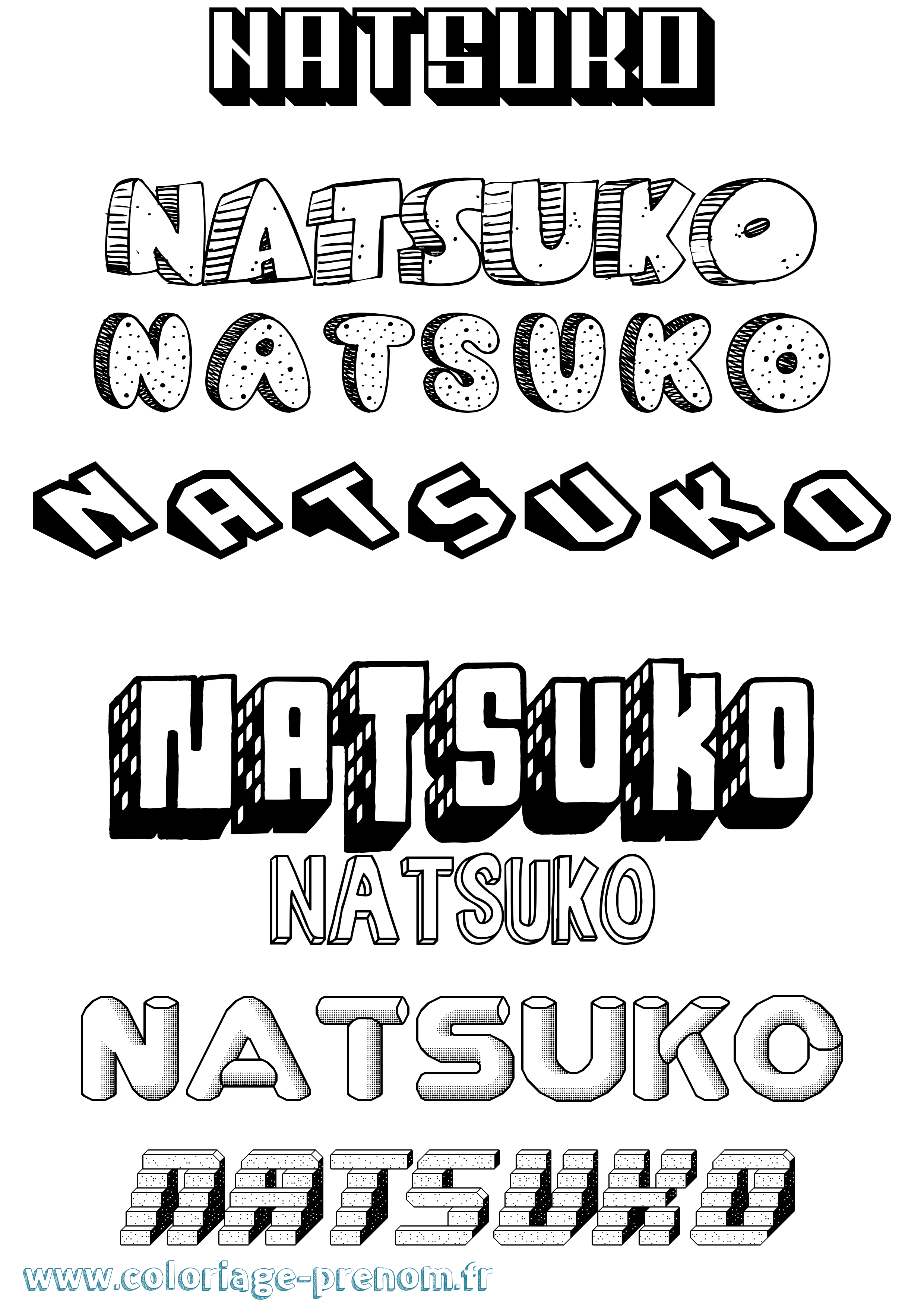Coloriage prénom Natsuko Effet 3D