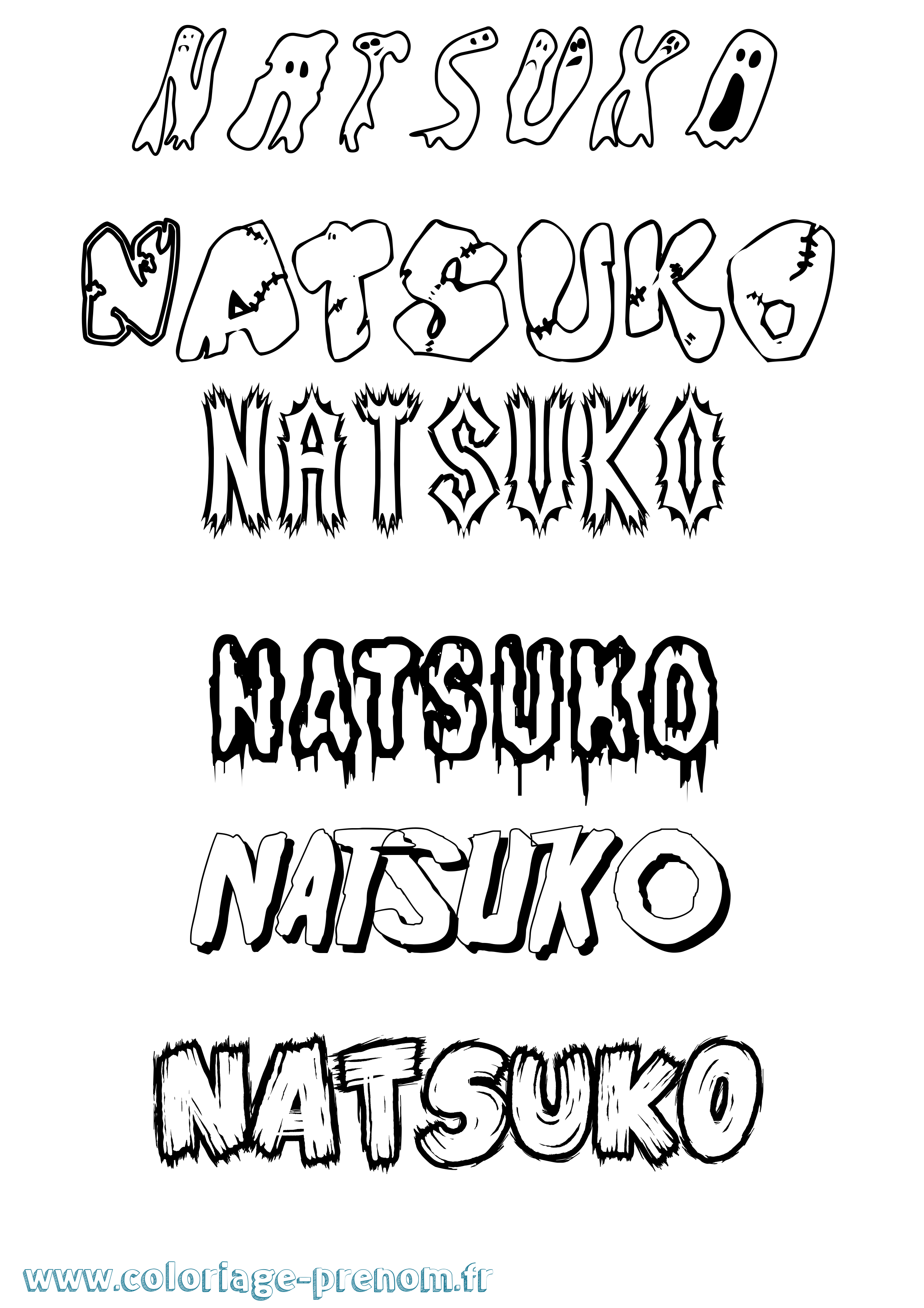 Coloriage Natsuko Frisson Coloriage prénom Natsuko Frisson