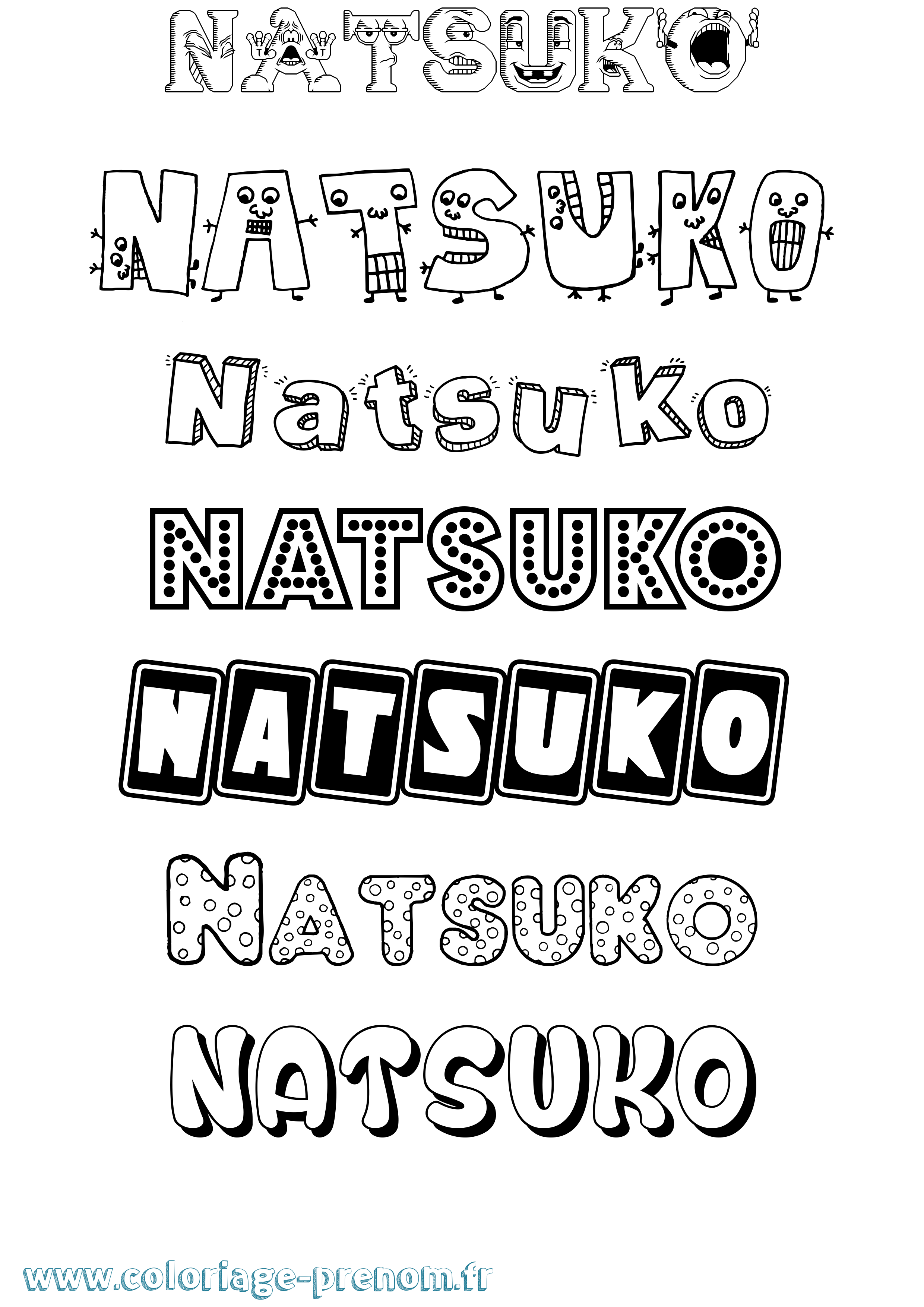 Coloriage Natsuko Fun Coloriage prénom Natsuko Fun