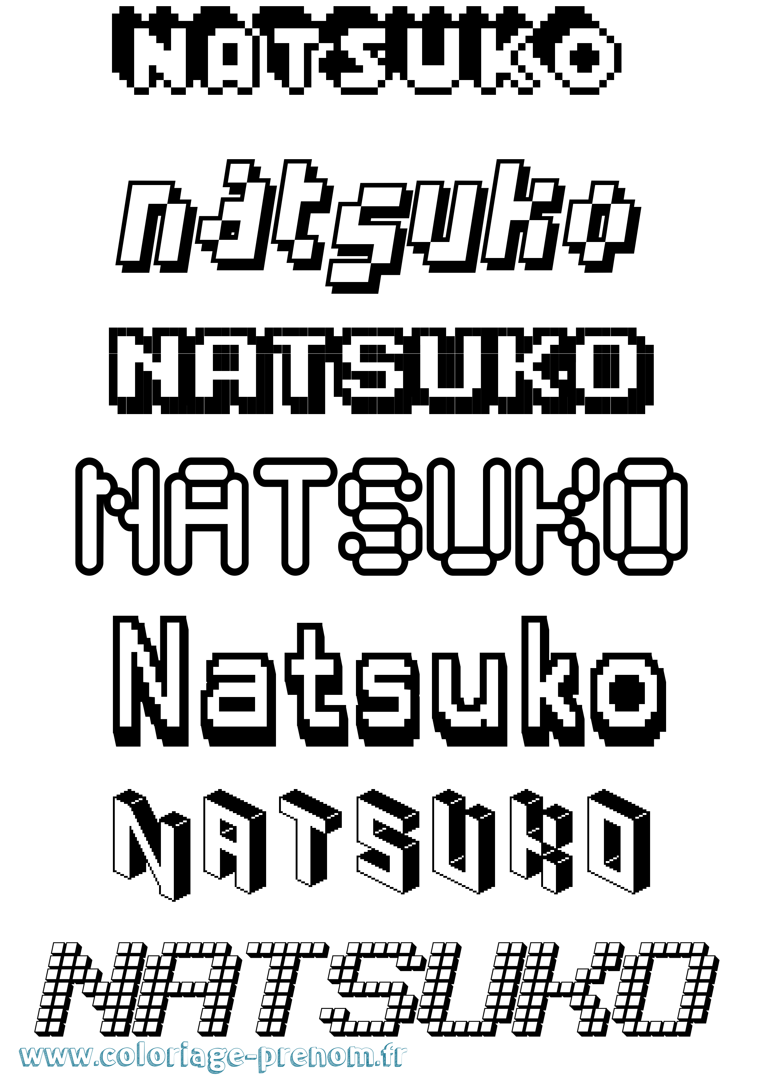 Coloriage Natsuko Pixel Coloriage prénom Natsuko Pixel