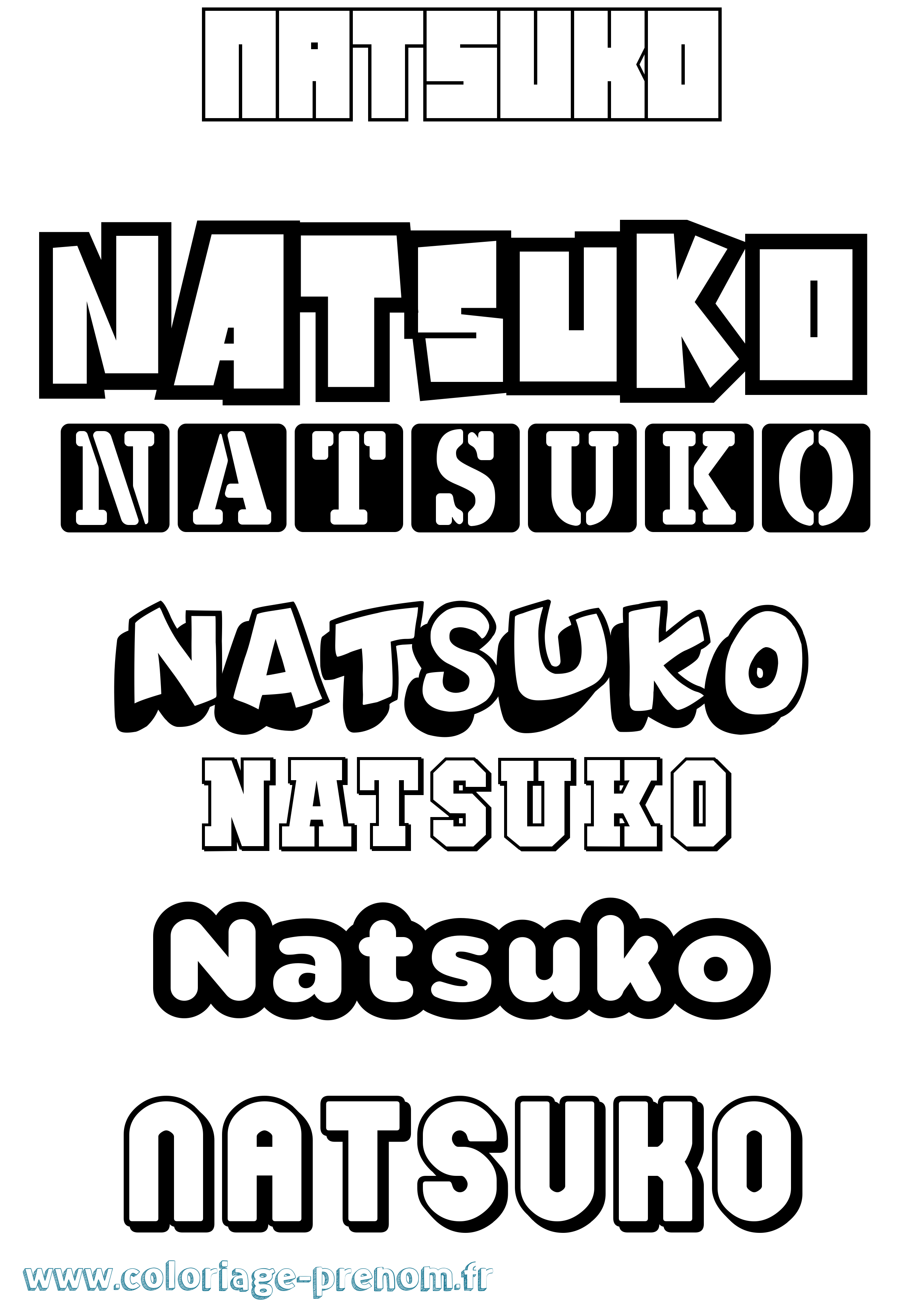 Coloriage Natsuko Simple Coloriage prénom Natsuko Simple